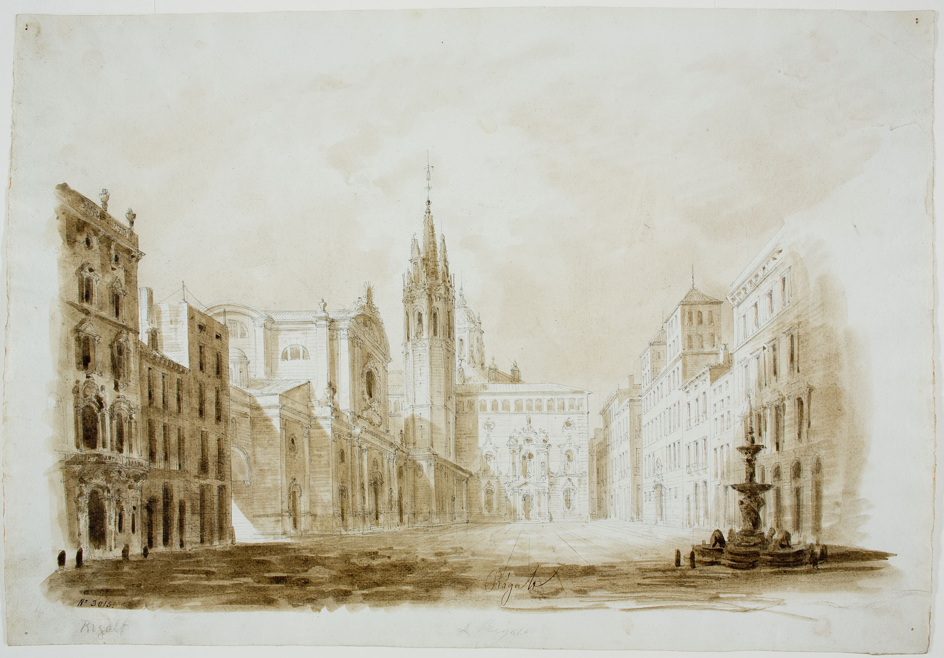 image for: Lluís Rigalt - Projecte escenogràfic d'una plaça - Cap a 1850