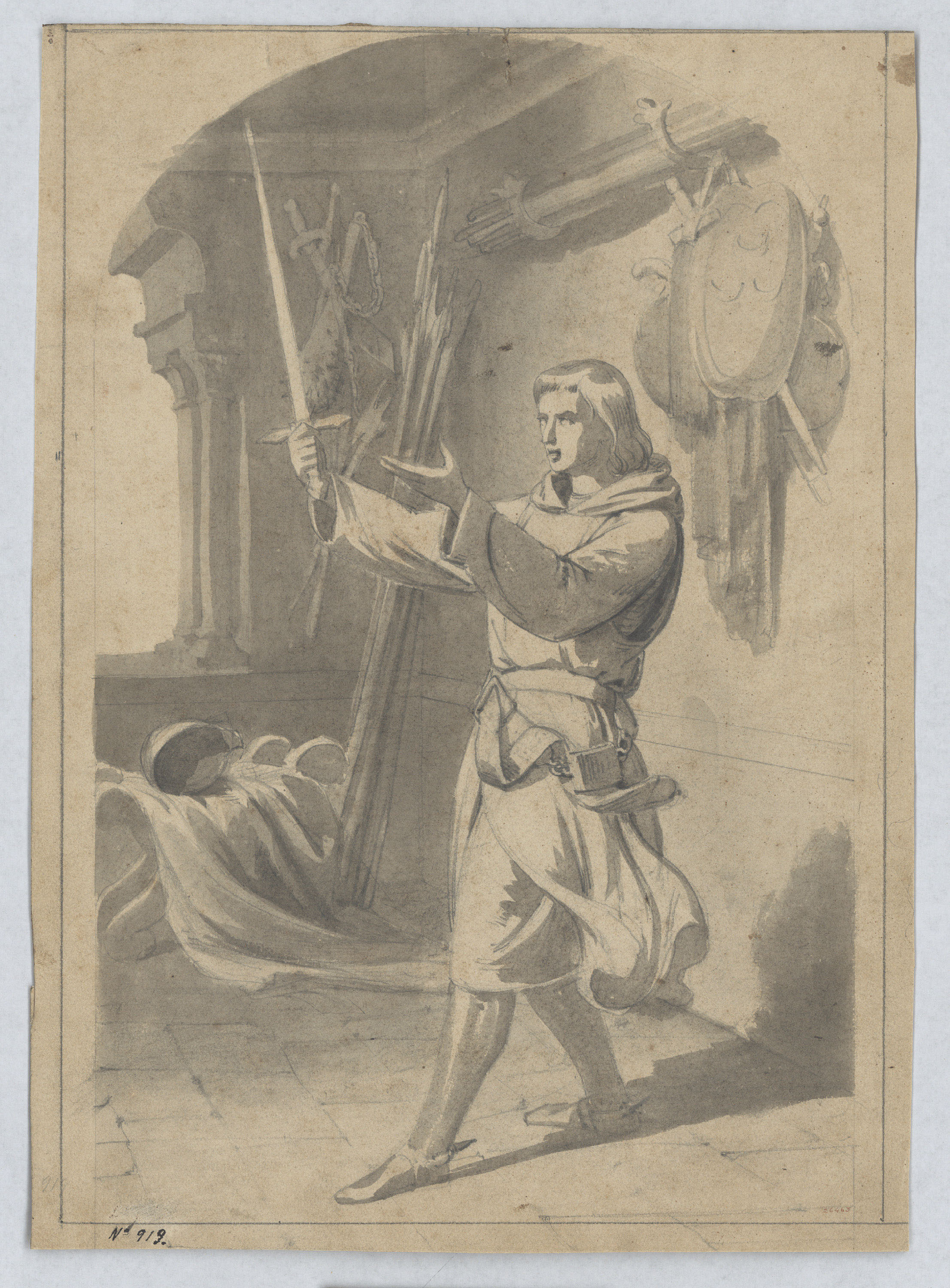 image for: Marià Fortuny - Invocació a l'espasa d'un episodi del Cantar de Mio Cid - Cap a 1855-1858