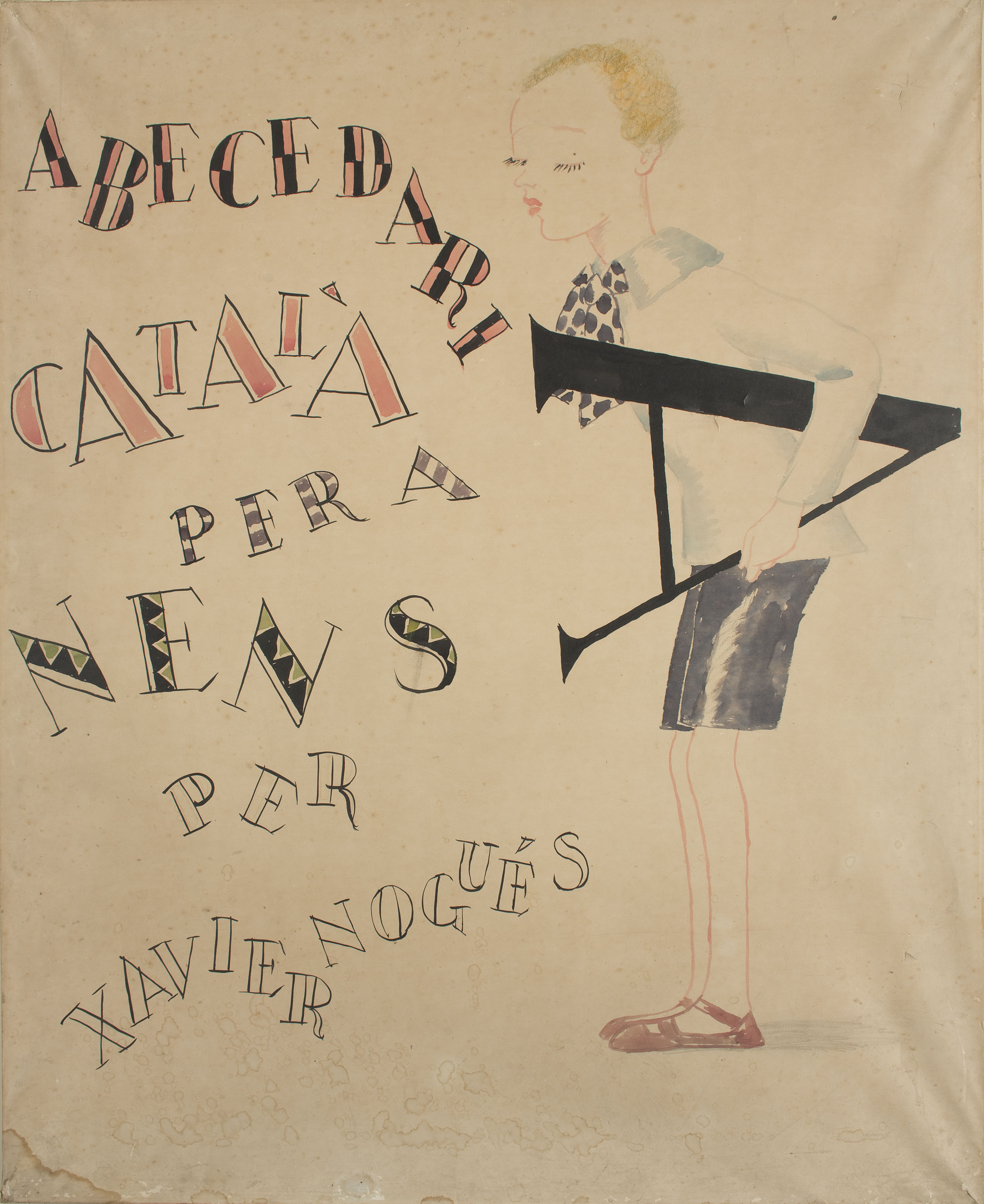 Xavier Nogués - Estudi per al cartell «Abecedari català per a nens» - 1920 image for: Xavier Nogués - Estudi per al cartell «Abecedari català per a nens» - 1920