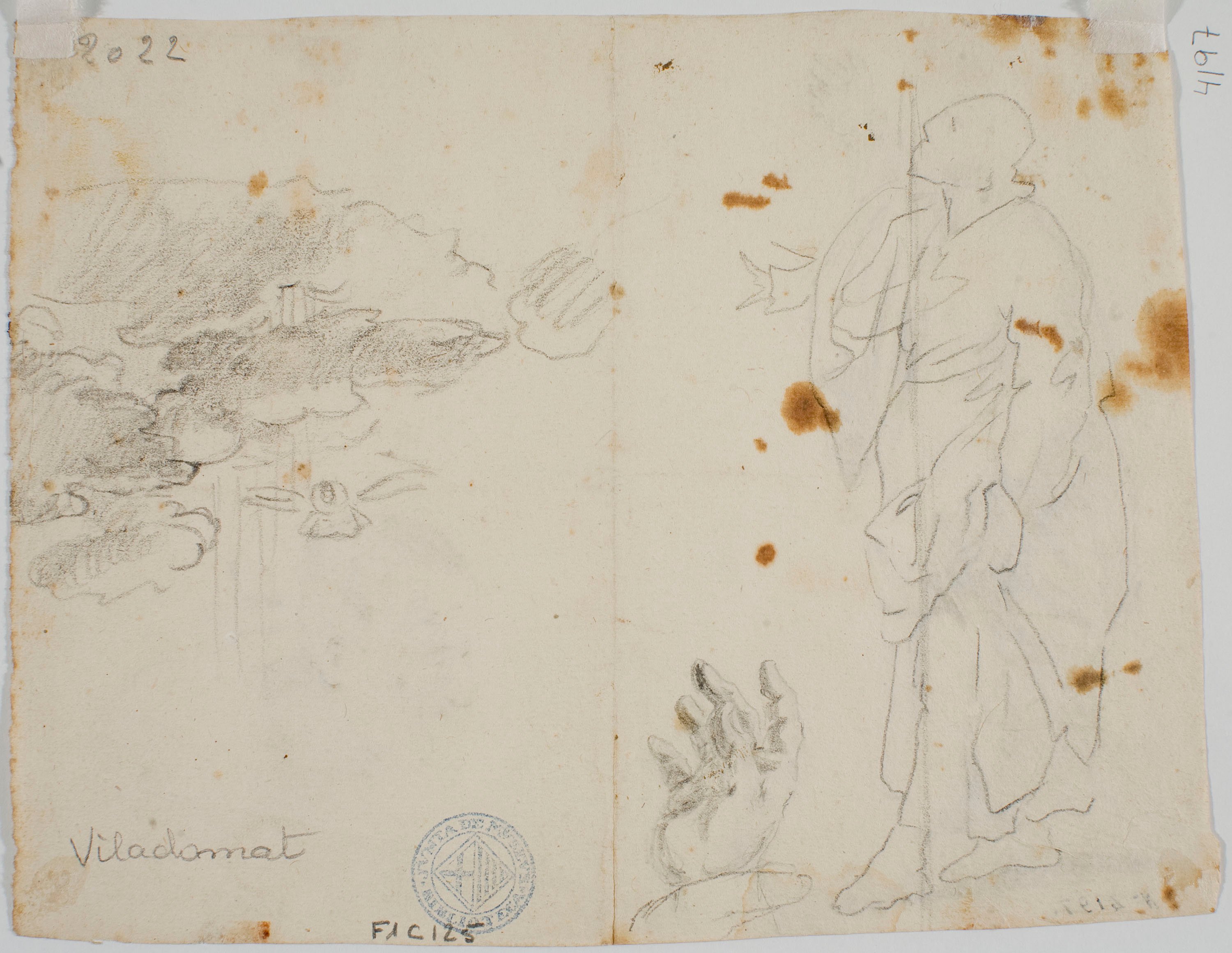 image for: Antoni Viladomat - Estudi per al quadre «Pentecosta» (anvers) / Estudi per al quadre «Pentecosta» (revers) - Cap a 1740 [1]