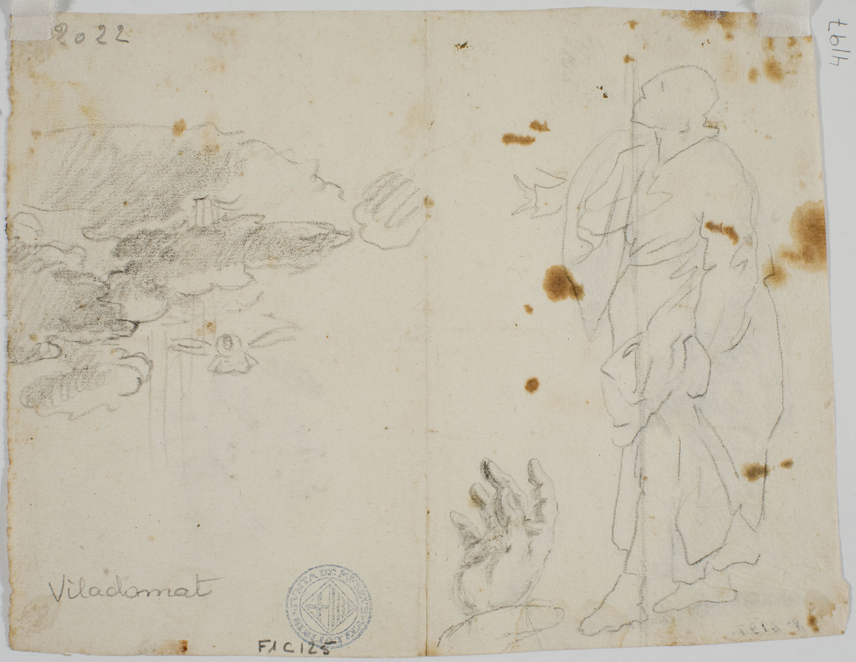 image for: Antoni Viladomat - Estudi per al quadre «Pentecosta» (anvers) / Estudi per al quadre «Pentecosta» (revers) - Cap a 1740 [1]