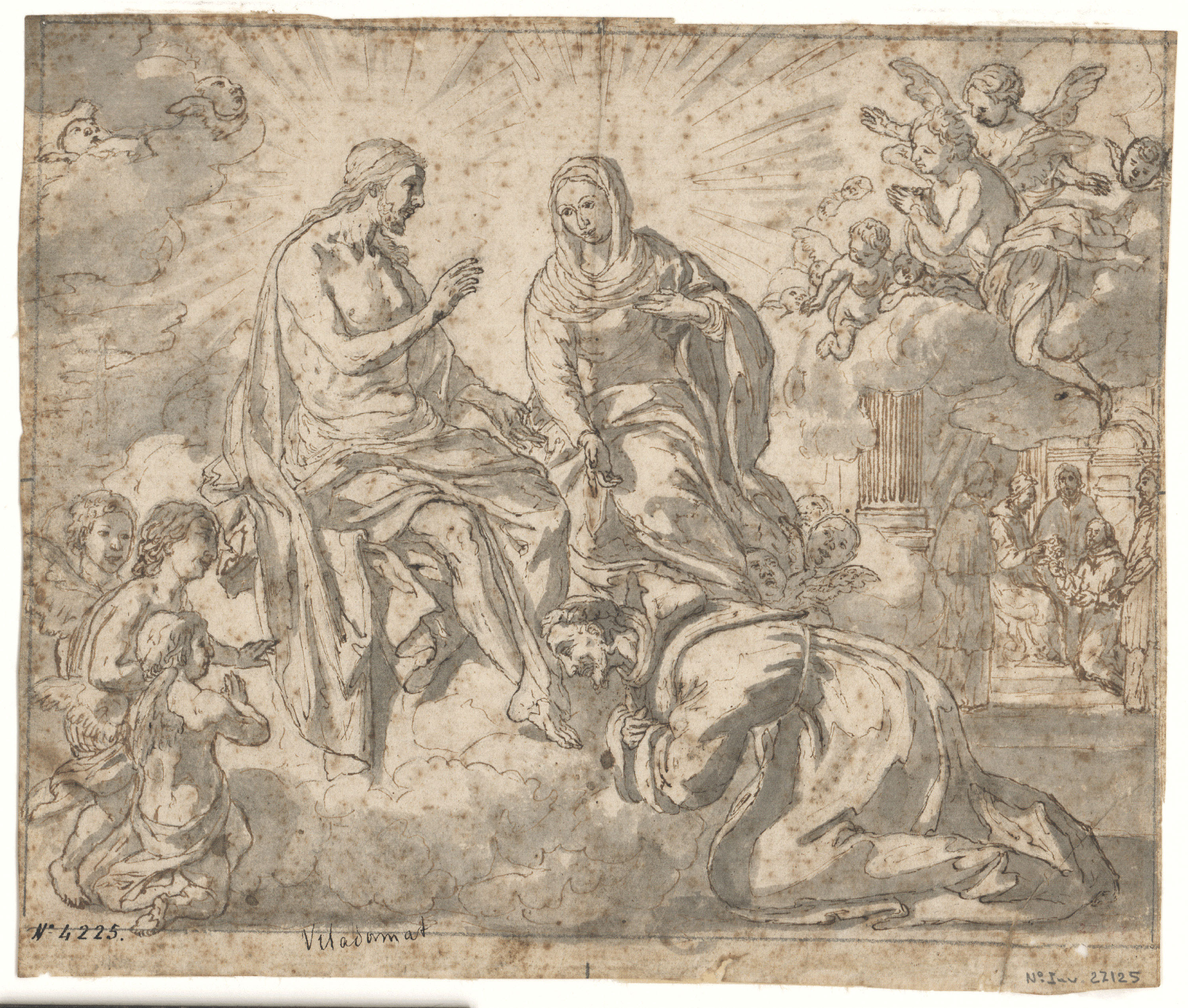 image for: Antoni Viladomat - Estudi per al quadre «Jesús concedeix a sant Francesc la indulgència de la Porciúncula» - Cap a 1729-1733