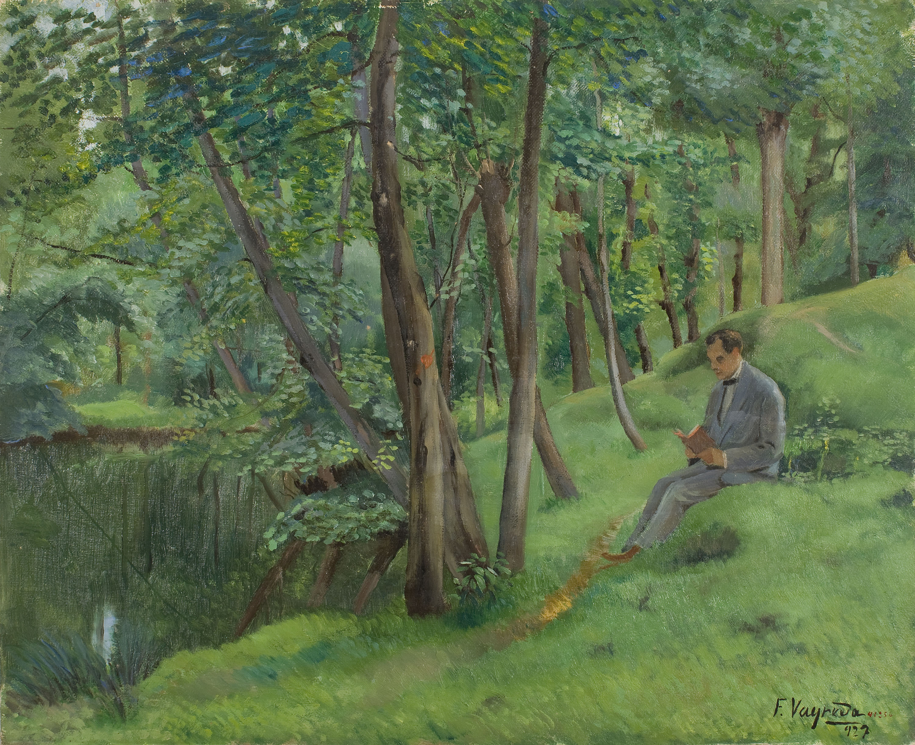 Francesc Vayreda - Lectura al bosc - 1927 image for: Francesc Vayreda - Lectura al bosc - 1927