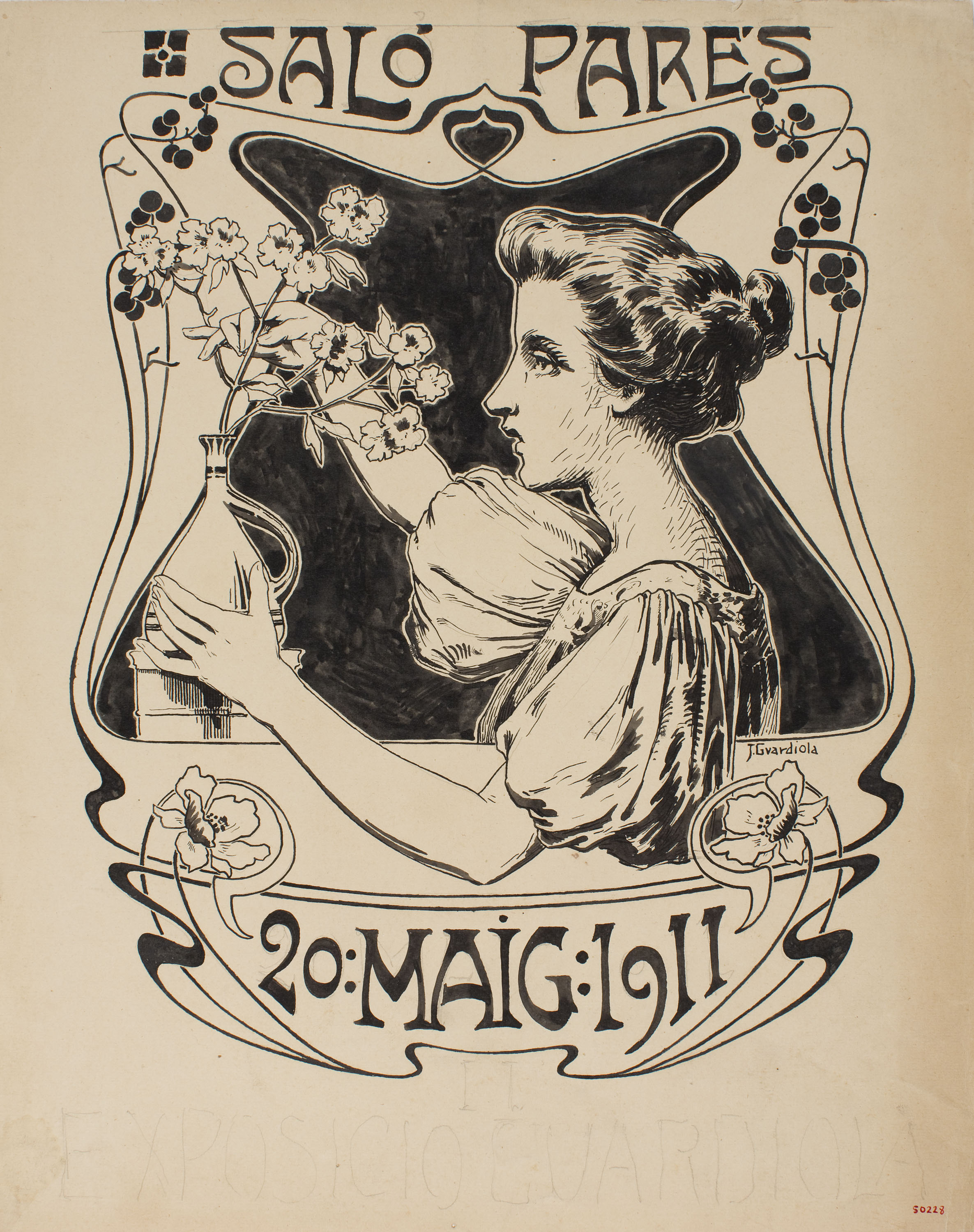 Josep Guardiola Bonet - Projecte per al cartell «Saló Parés» - 1911 image for: Josep Guardiola Bonet - Projecte per al cartell «Saló Parés» - 1911