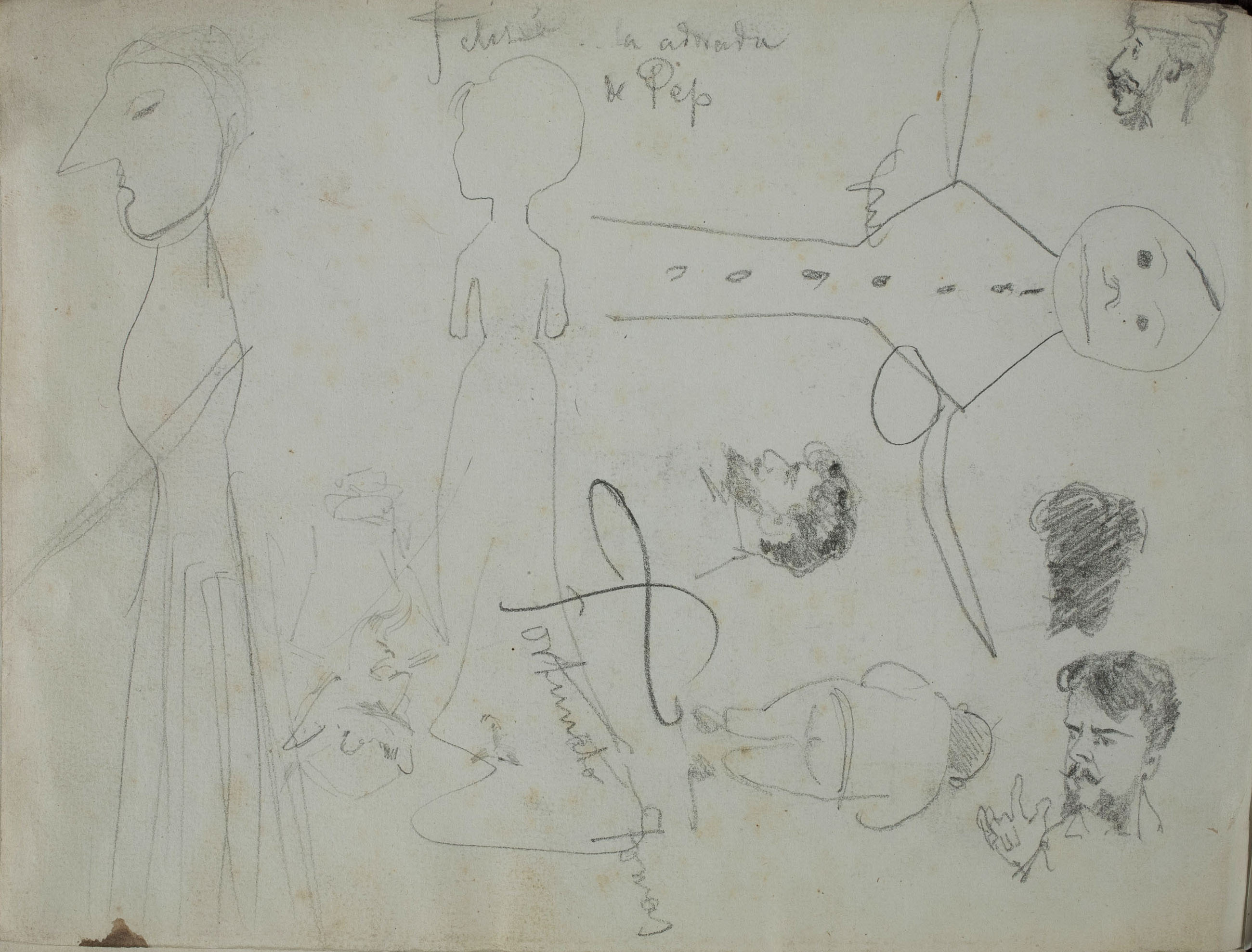 image for: Alexandre de Riquer - Apunt de figures i caps - Cap a 1878-1879