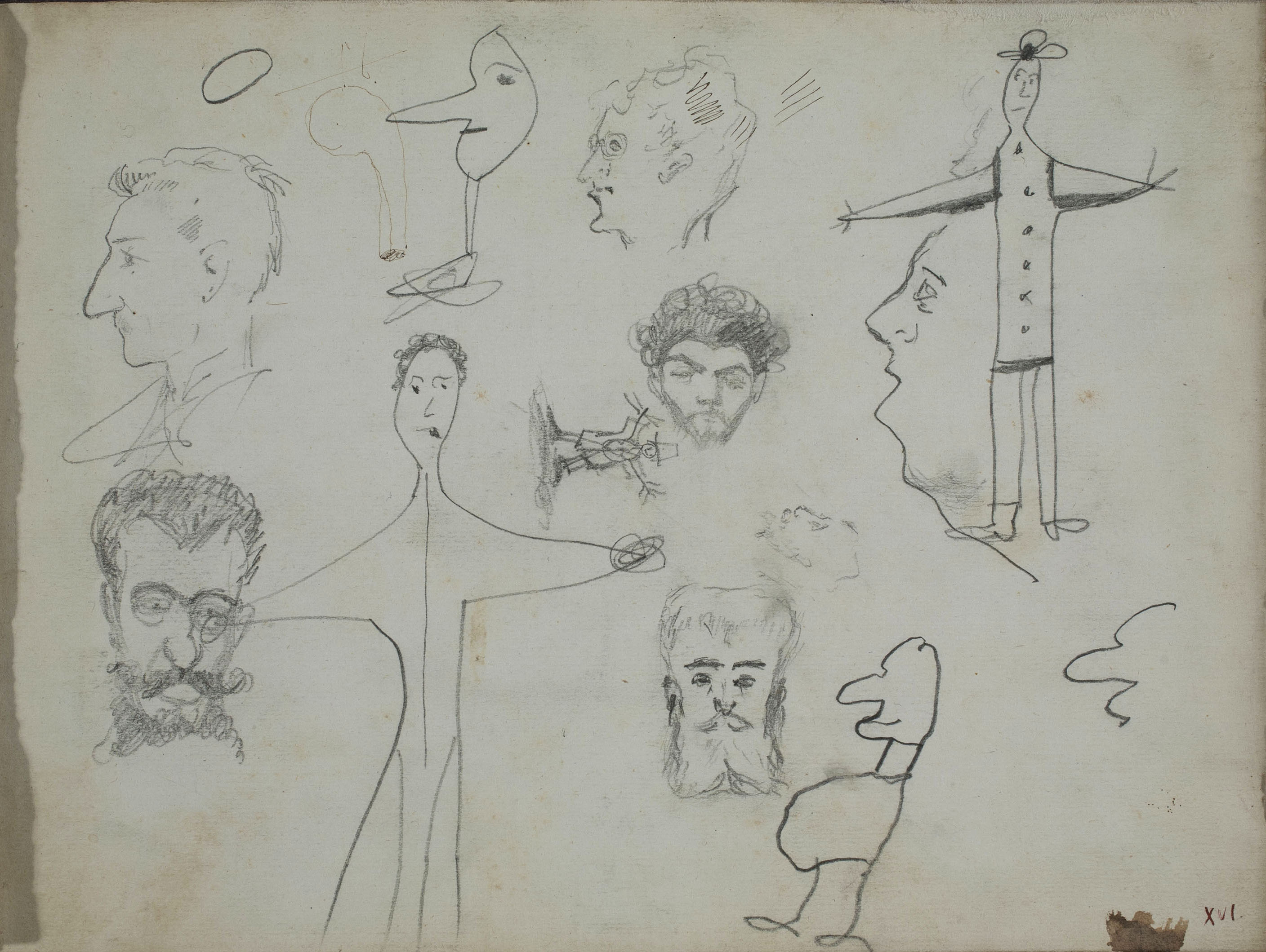 image for: Alexandre de Riquer - Apunt de figures i caps - Cap a 1878-1879