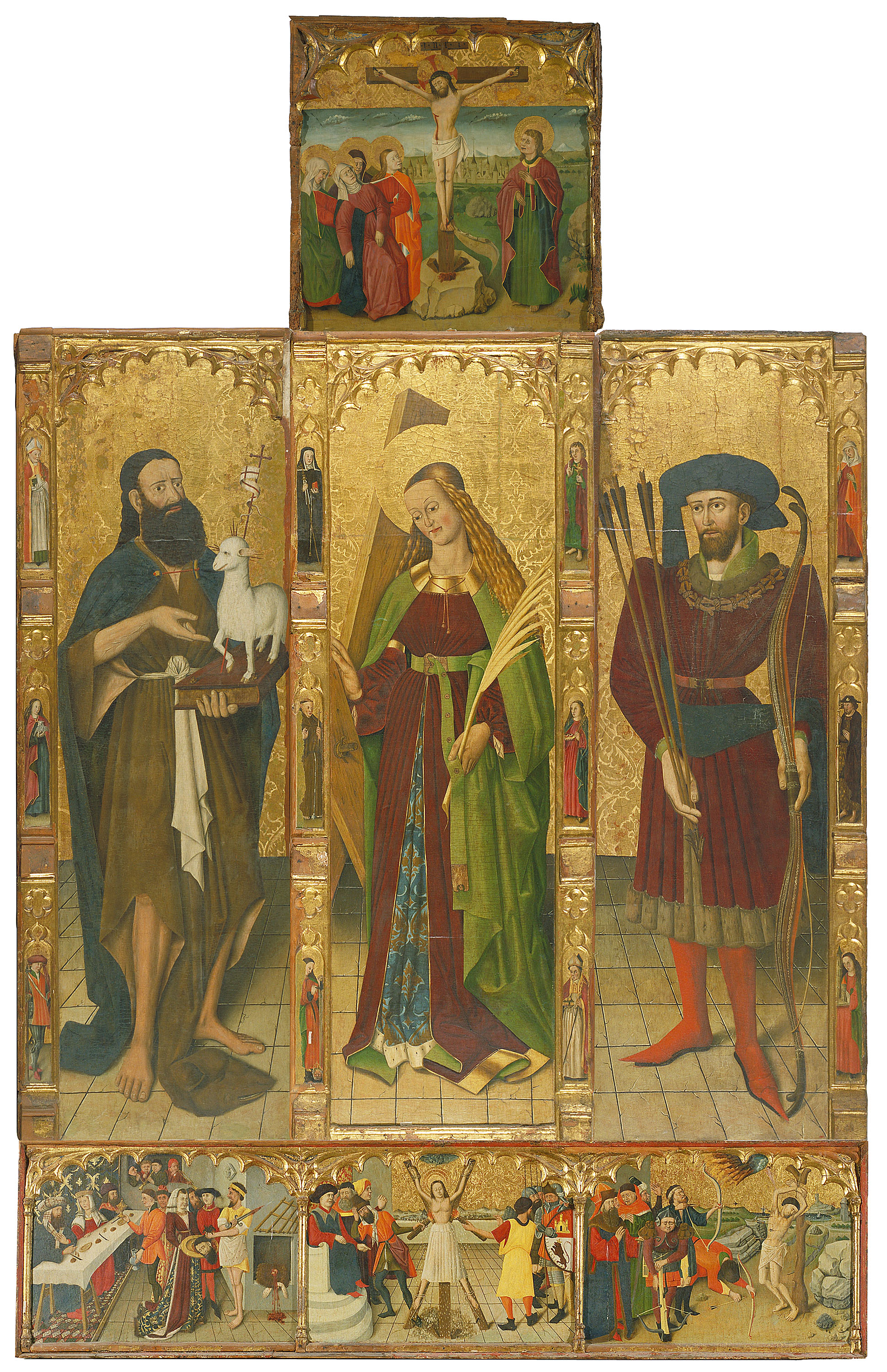 image for: Anònim. Catalunya - Retaule de sant Joan Baptista, santa Eulàlia i sant Sebastià - Segona meitat del segle XV