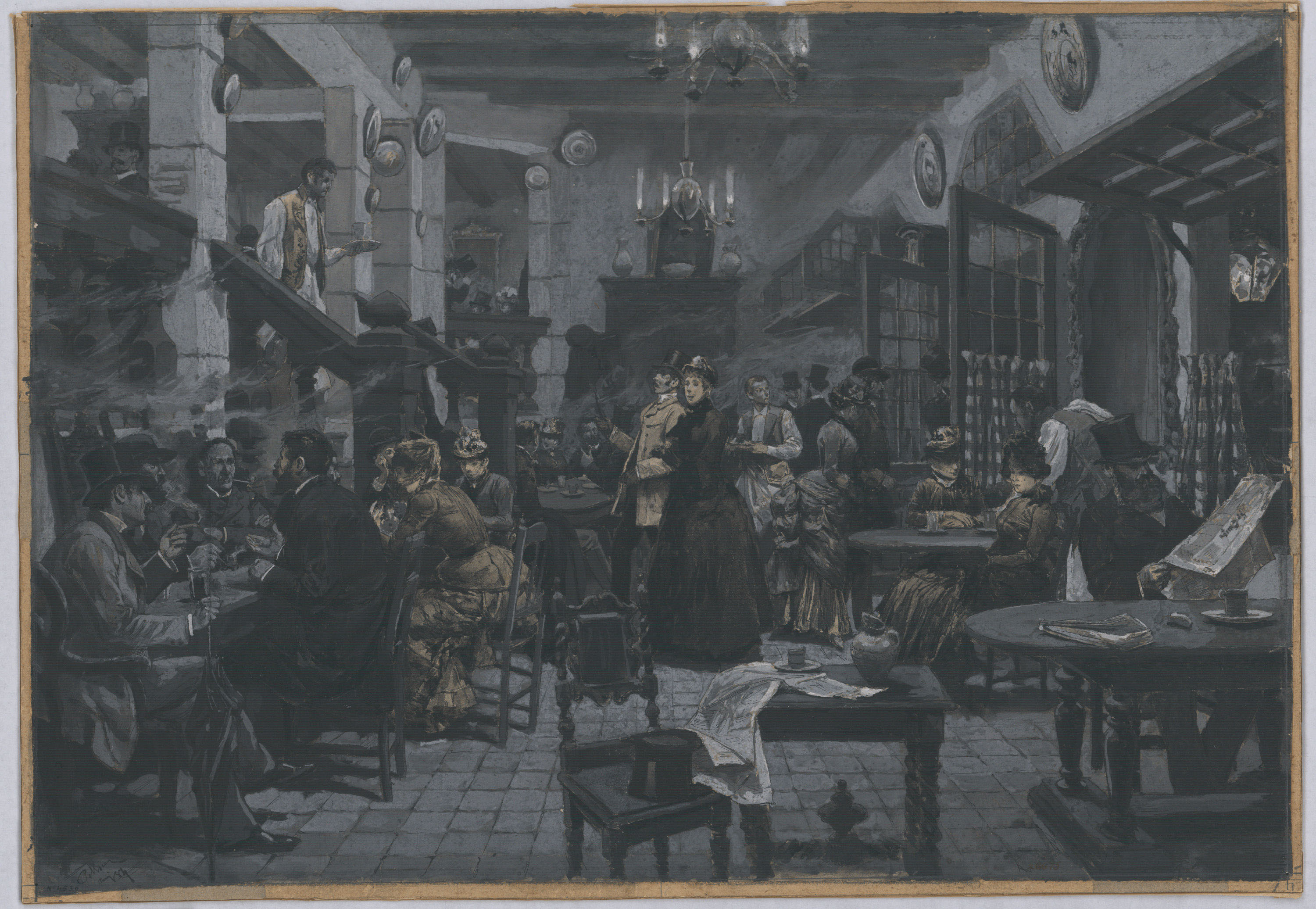Josep Lluís Pellicer - Interior d'un cafè de París - 1884 image for: Josep Lluís Pellicer - Interior d'un cafè de París - 1884
