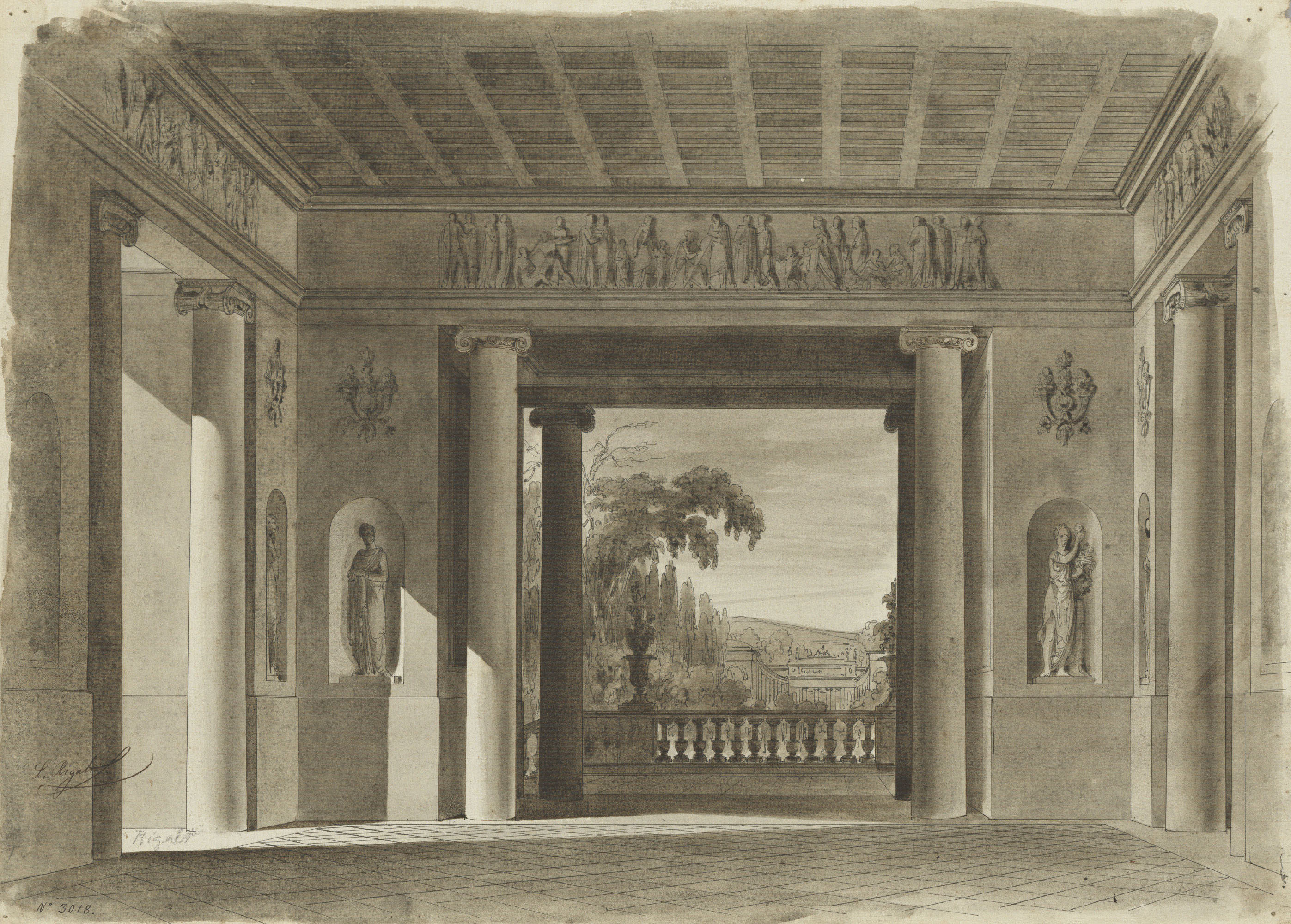 Lluís Rigalt - Àtic romà (escenografia) - Cap a 1840-1850 image for: Lluís Rigalt - Àtic romà (escenografia) - Cap a 1840-1850