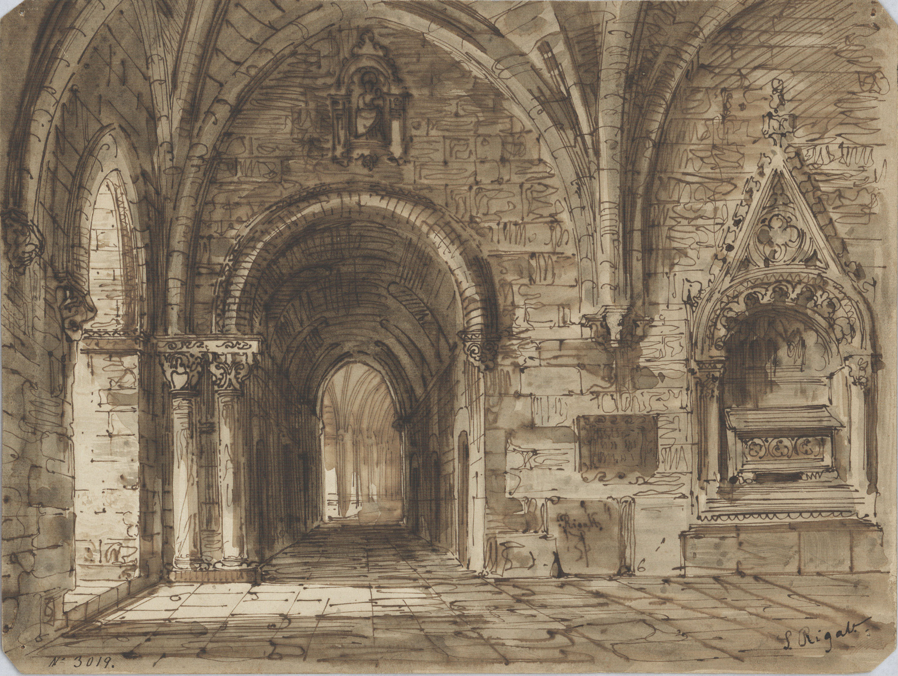 Lluís Rigalt - Claustre gòtic (escenografia) - Cap a 1860-1870 image for: Lluís Rigalt - Claustre gòtic (escenografia) - Cap a 1860-1870