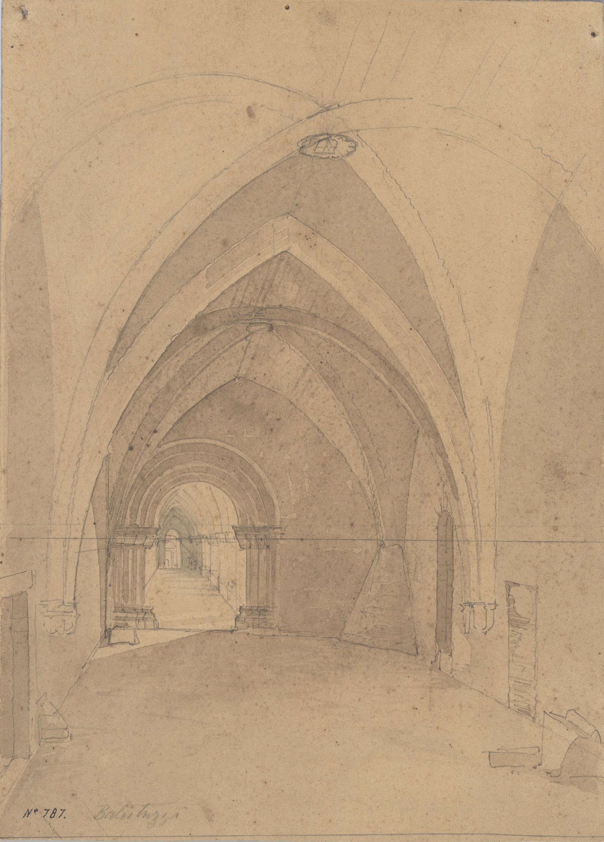 Achille Battistuzzi - Galeria del claustre del monestir de Poblet (escenografia) - Cap a 1870 image for: Achille Battistuzzi - Galeria del claustre del monestir de Poblet (escenografia) - Cap a 1870