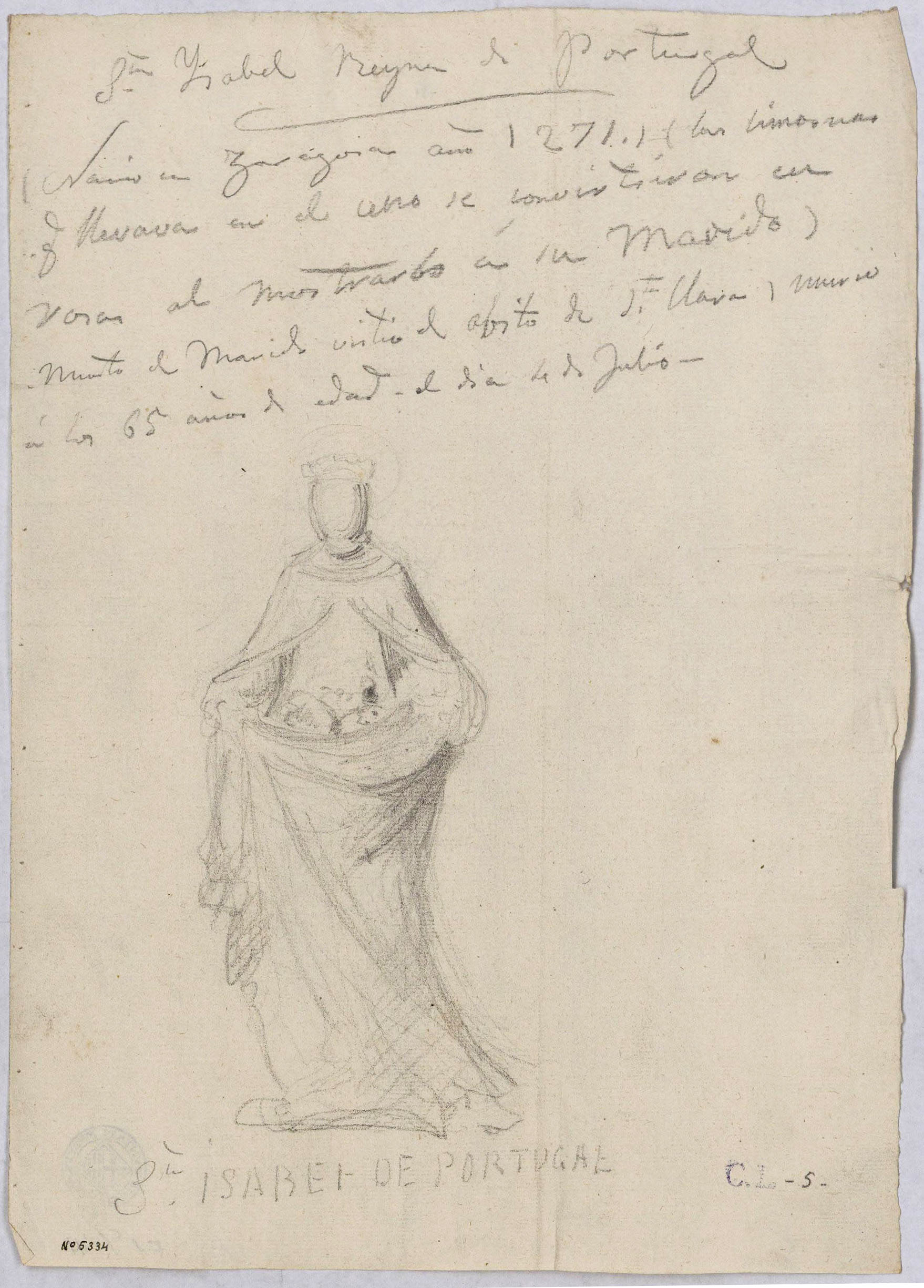 Claudi Lorenzale - Santa Isabel de Portugal - Cap a 1850-1870 image for: Claudi Lorenzale - Santa Isabel de Portugal - Cap a 1850-1870
