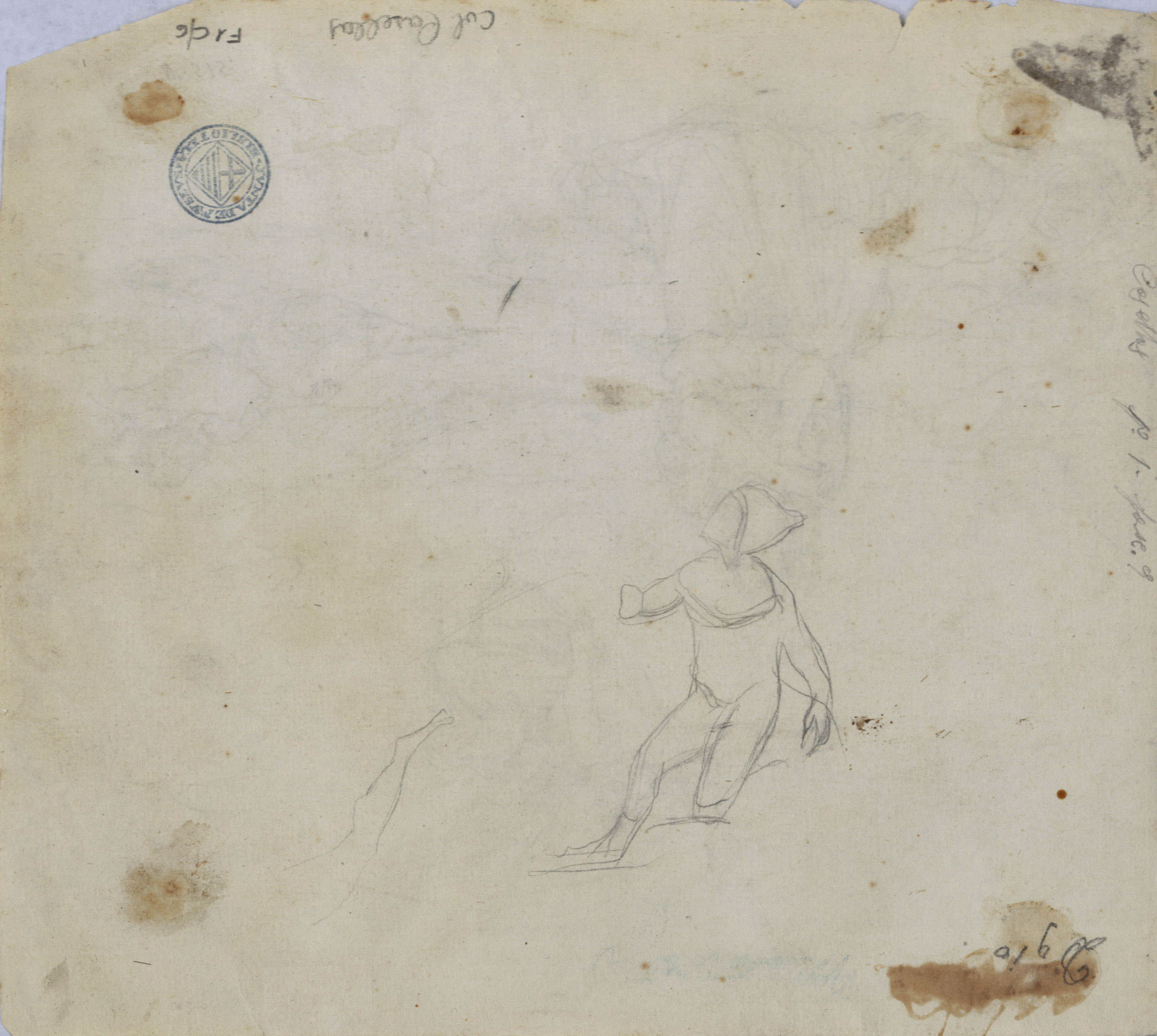 image for: Pelegrí Clavé - Agar i Ismael al desert (anvers) / Apunt de figura (revers) - Segona meitat del segle XIX [1]