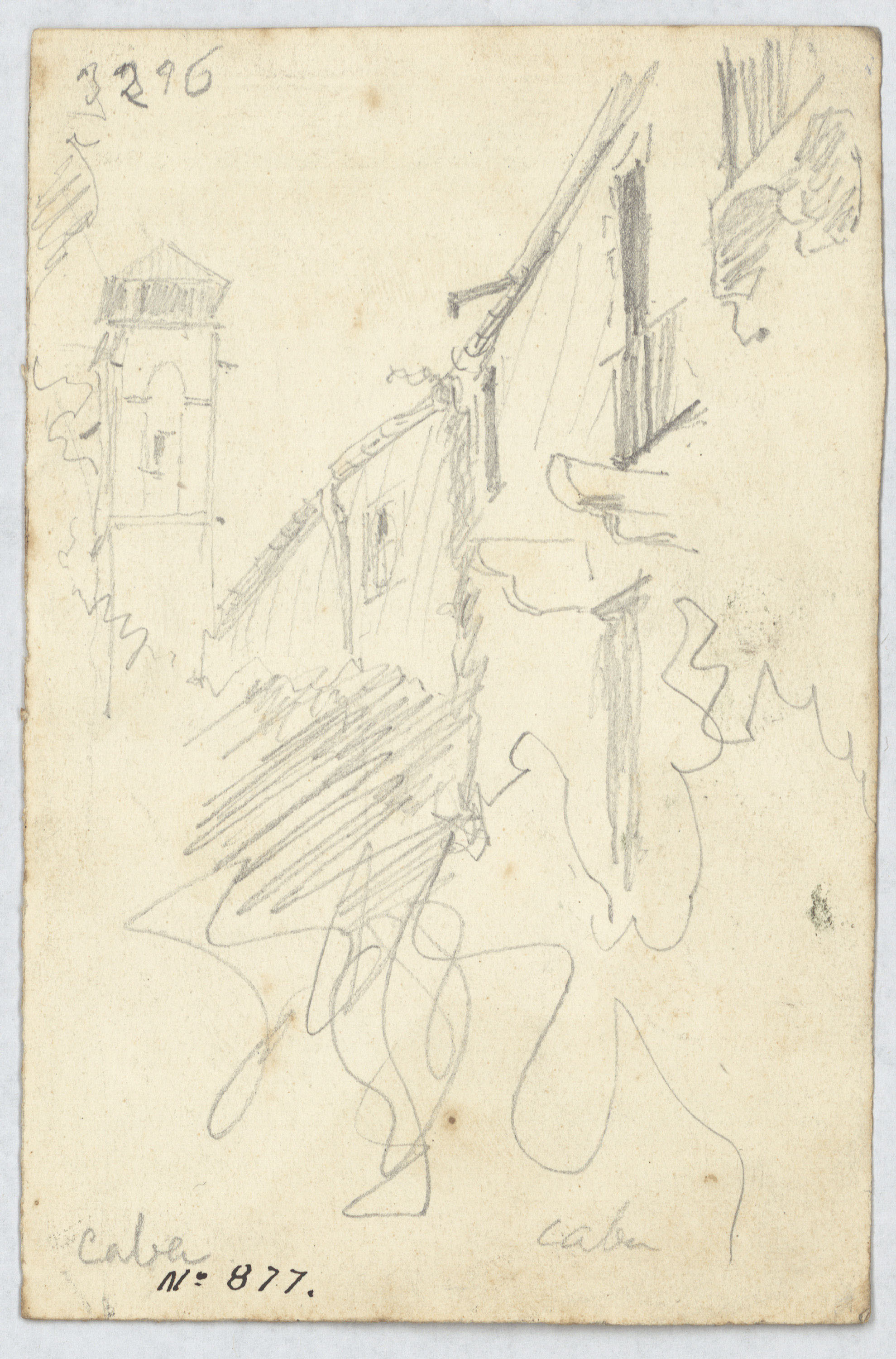 image for: Antoni Caba - Vista de carrer (anvers) / Estudi de figures (revers) - Cap a 1860-1870