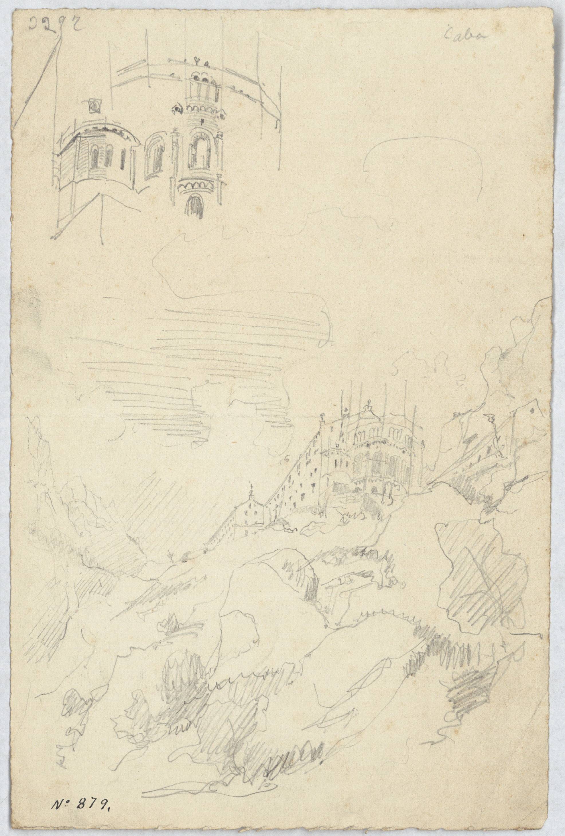 image for: Antoni Caba - Apunts de Montserrat (anvers) / Croquis de la muntanya de Montserrat [?] (revers) - Cap a 1860-1870