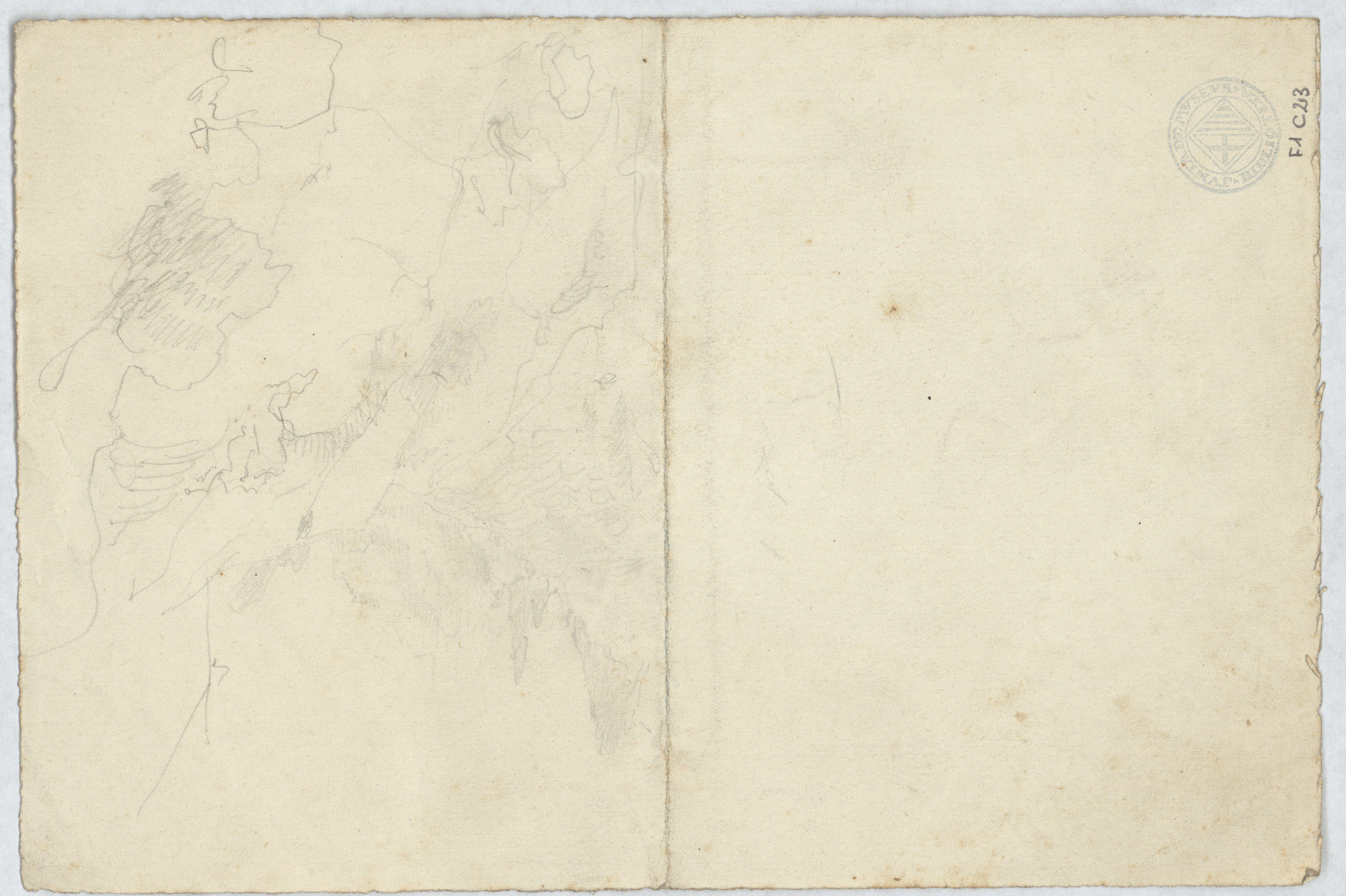 image for: Antoni Caba - Apunts de Montserrat (anvers) / Croquis de la muntanya de Montserrat [?] (revers) - Cap a 1860-1870 [1]