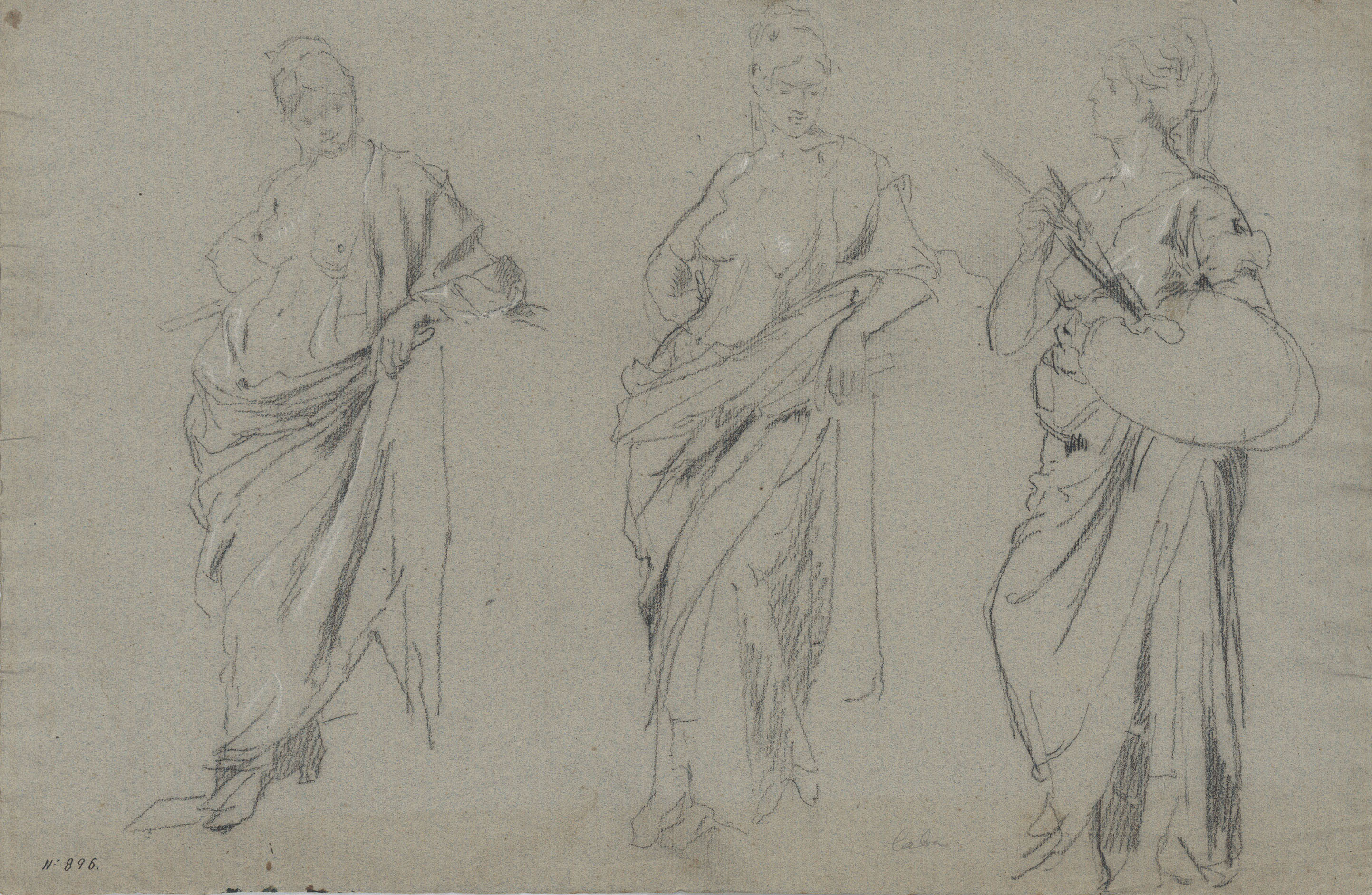 image for: Antoni Caba - La Pintura i l'Arquitectura. Estudis de figures al·legòriques per a la pintura «La Pau» - Cap a 1876