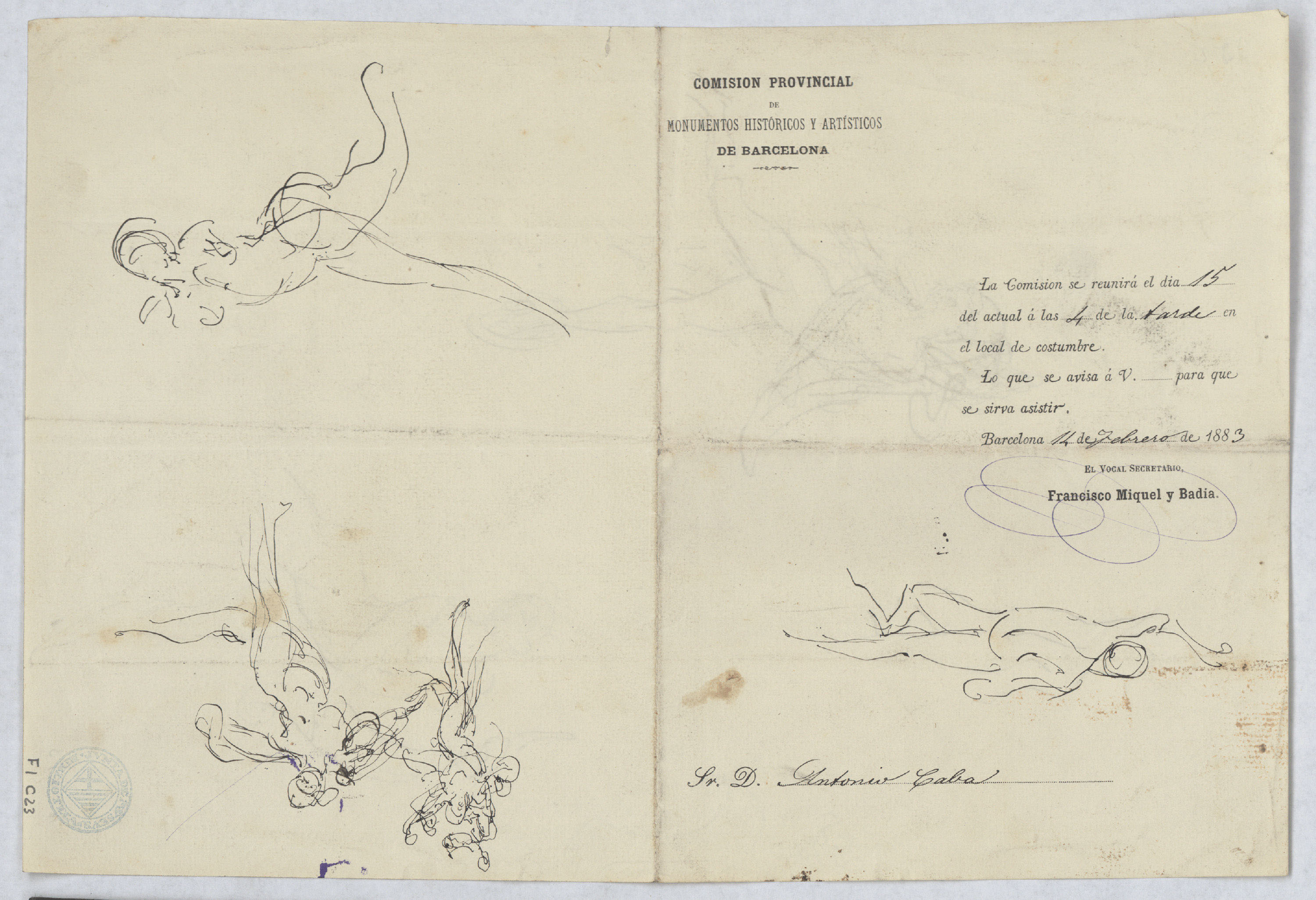 image for: Antoni Caba - Apunts de figures al·legòriques (anvers) / Apunts de figures al·legòriques (revers) - Cap a 1883 [1]