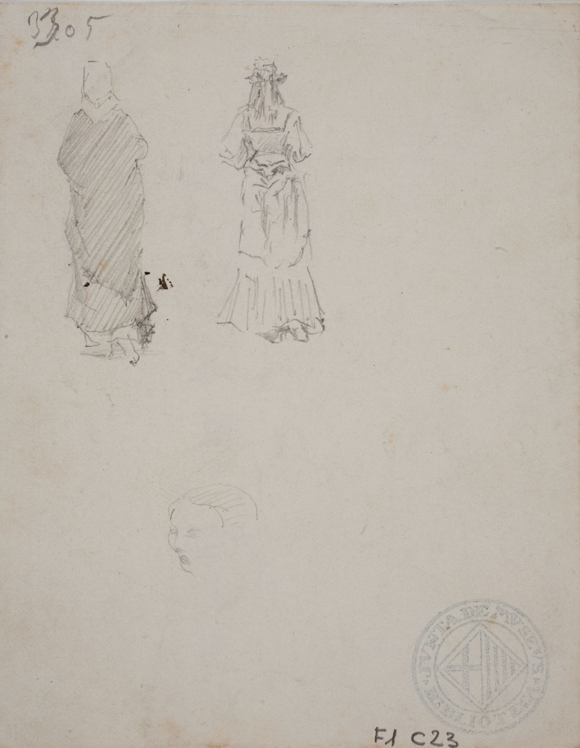 image for: Antoni Caba - Apunts de figures (anvers) / Apunt de figures (revers) - Cap a 1860-1870 [1]