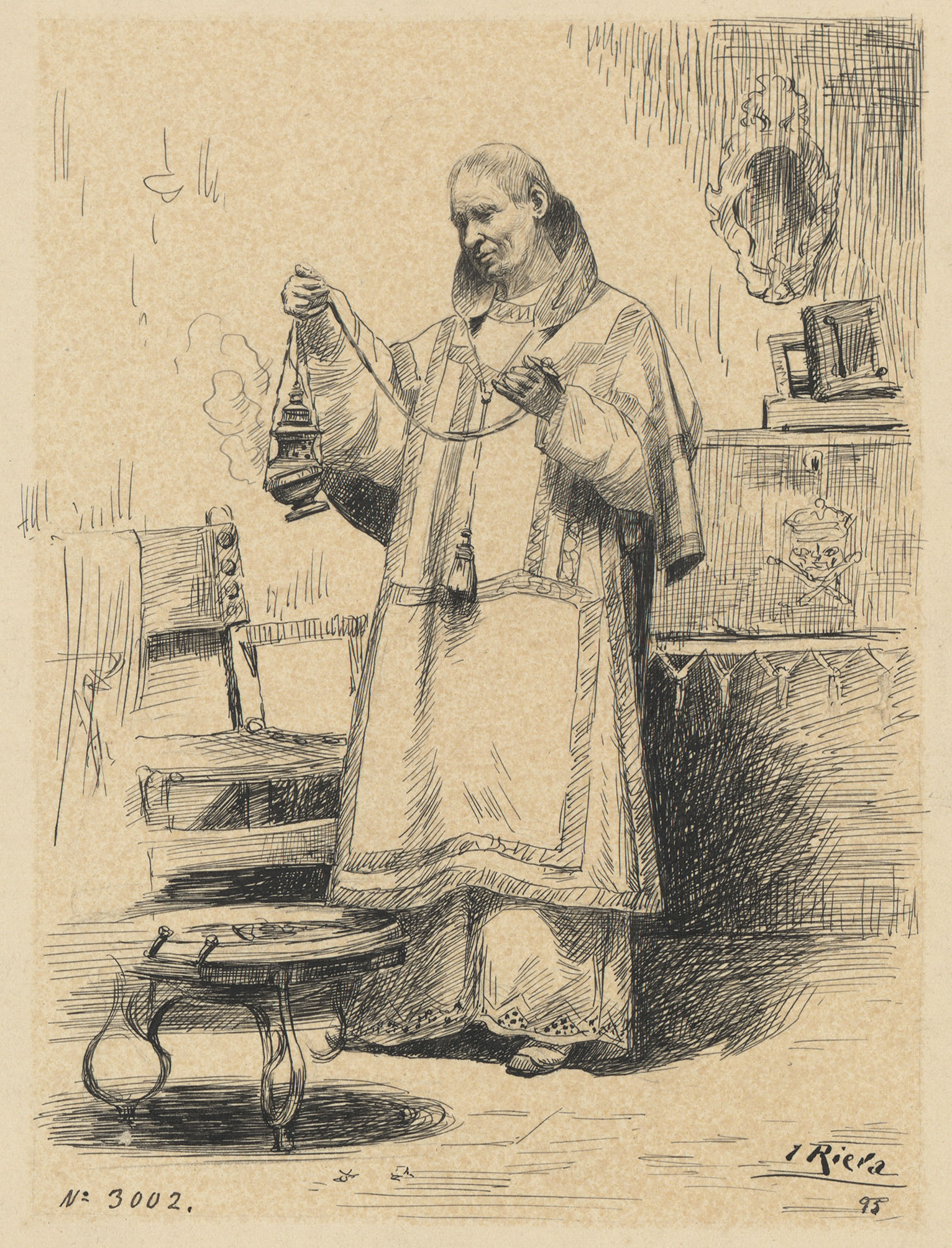 Isidre Riera - Sacerdot a la sagristia - 1895 image for: Isidre Riera - Sacerdot a la sagristia - 1895