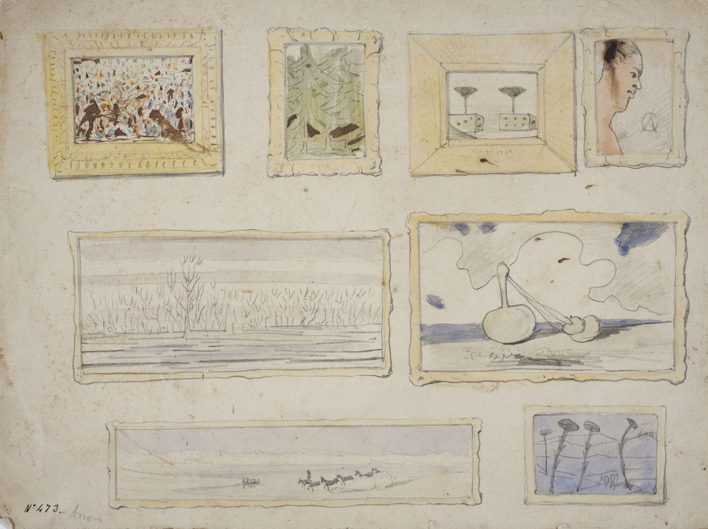 image for: Modest Urgell - Caricatures de quadres - Cap a 1872-1878