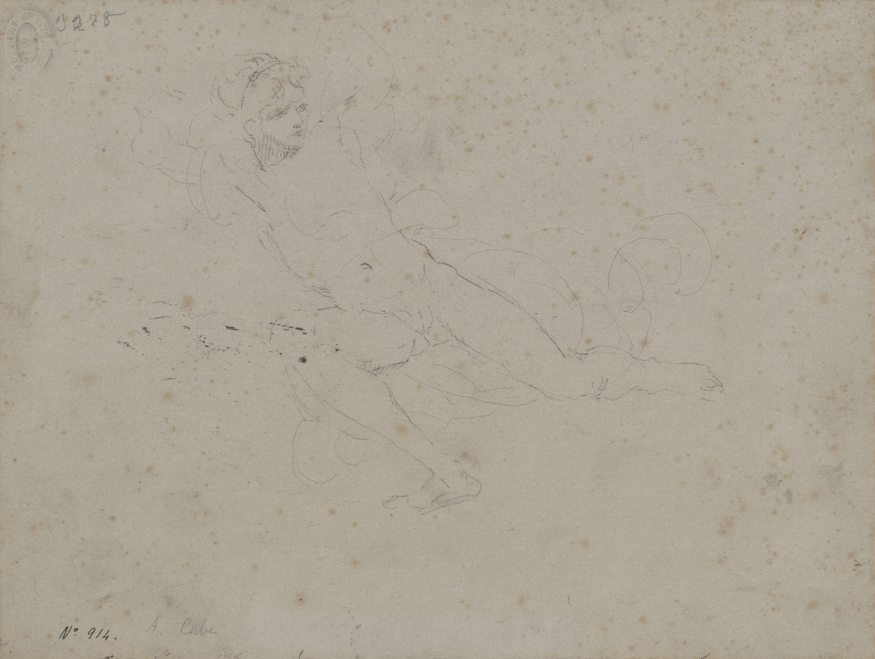 image for: Antoni Caba - Estudi de nu femení per a una pintura (anvers) / Croquis de figures per a una pintura (revers) - Cap a 1860-1880