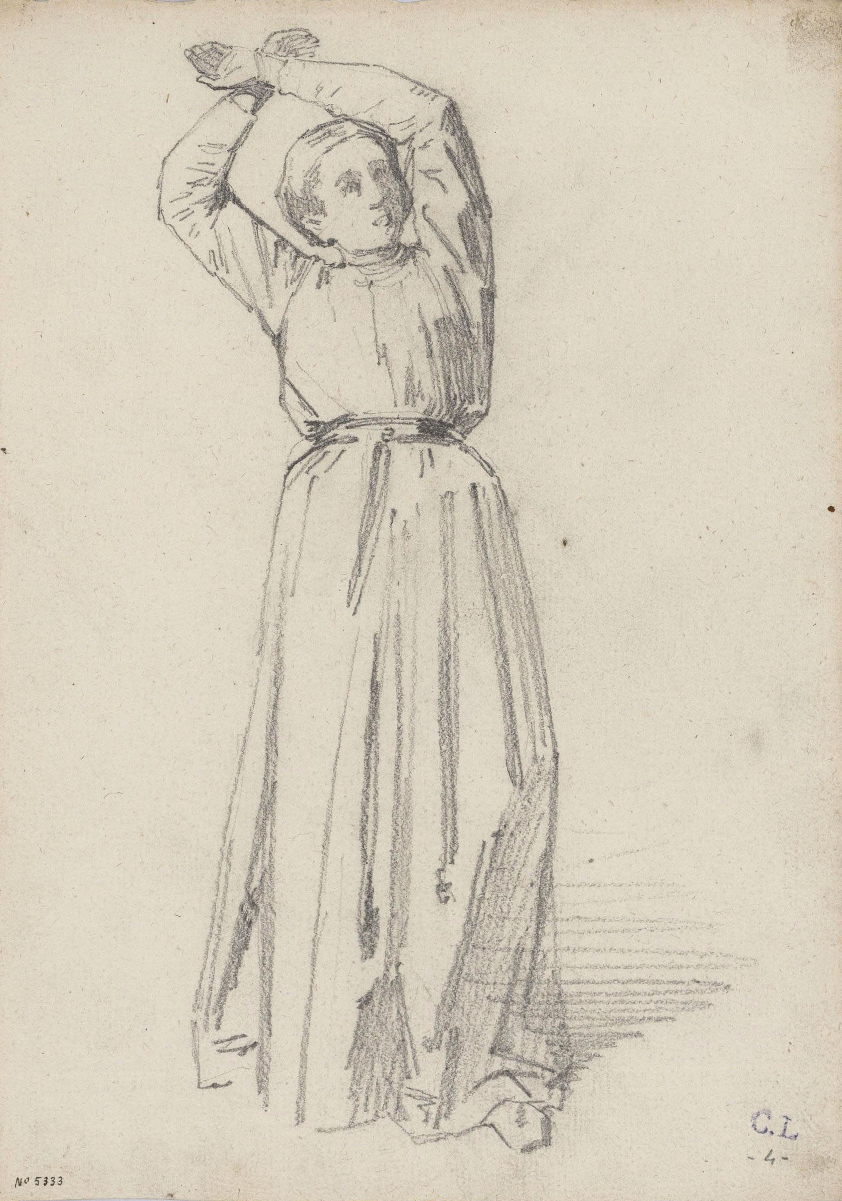 image for: Claudi Lorenzale - Estudi de figura femenina - Cap a 1850-1860