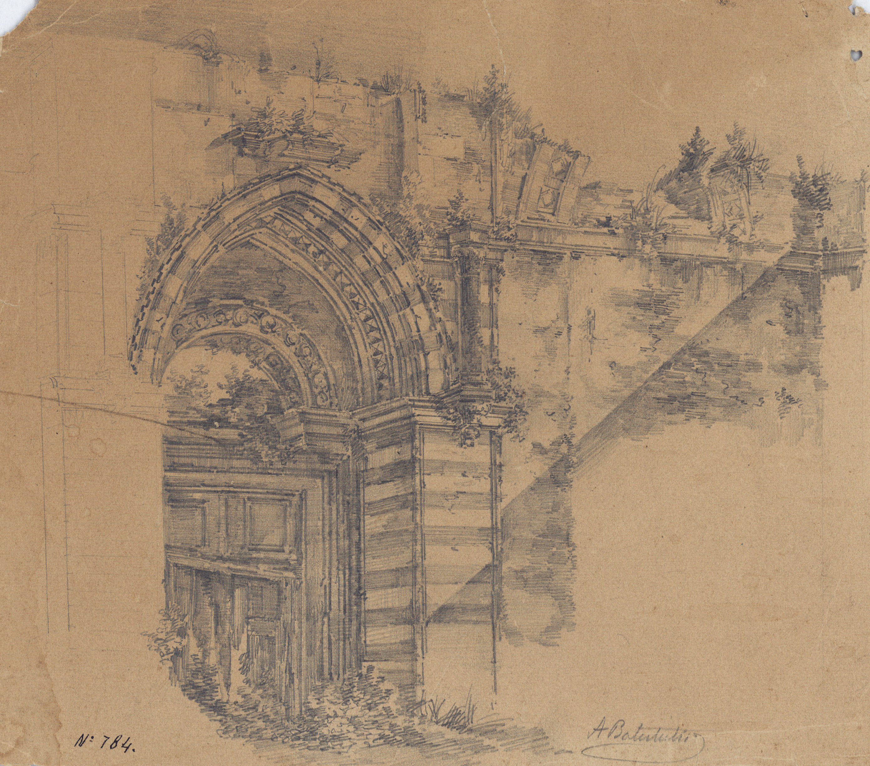 image for: Achille Battistuzzi - Ruïnes d'un temple gòtic - Cap a 1850-1860