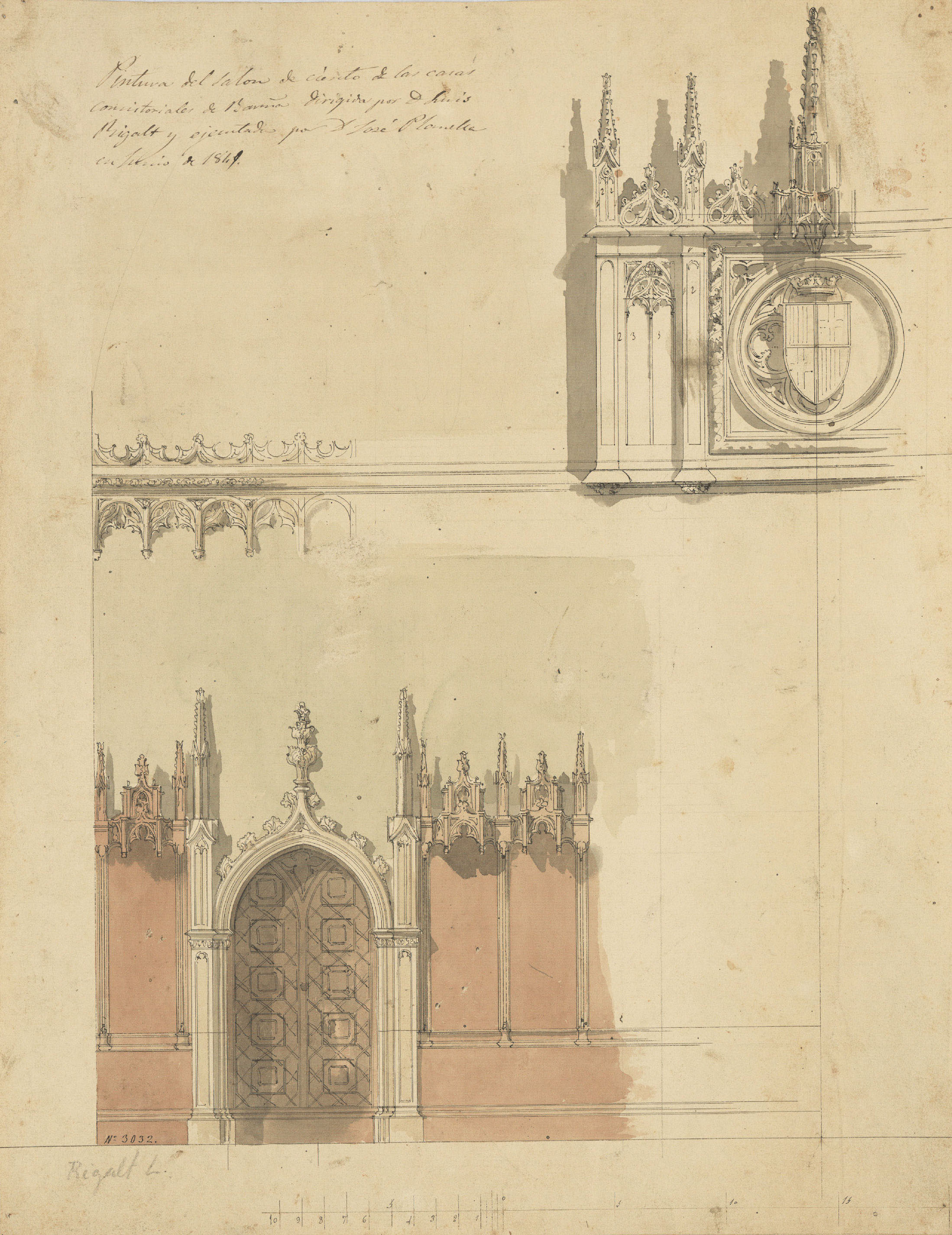 image for: Lluís Rigalt - Croquis de la decoració del Saló de Cent - Cap a 1849