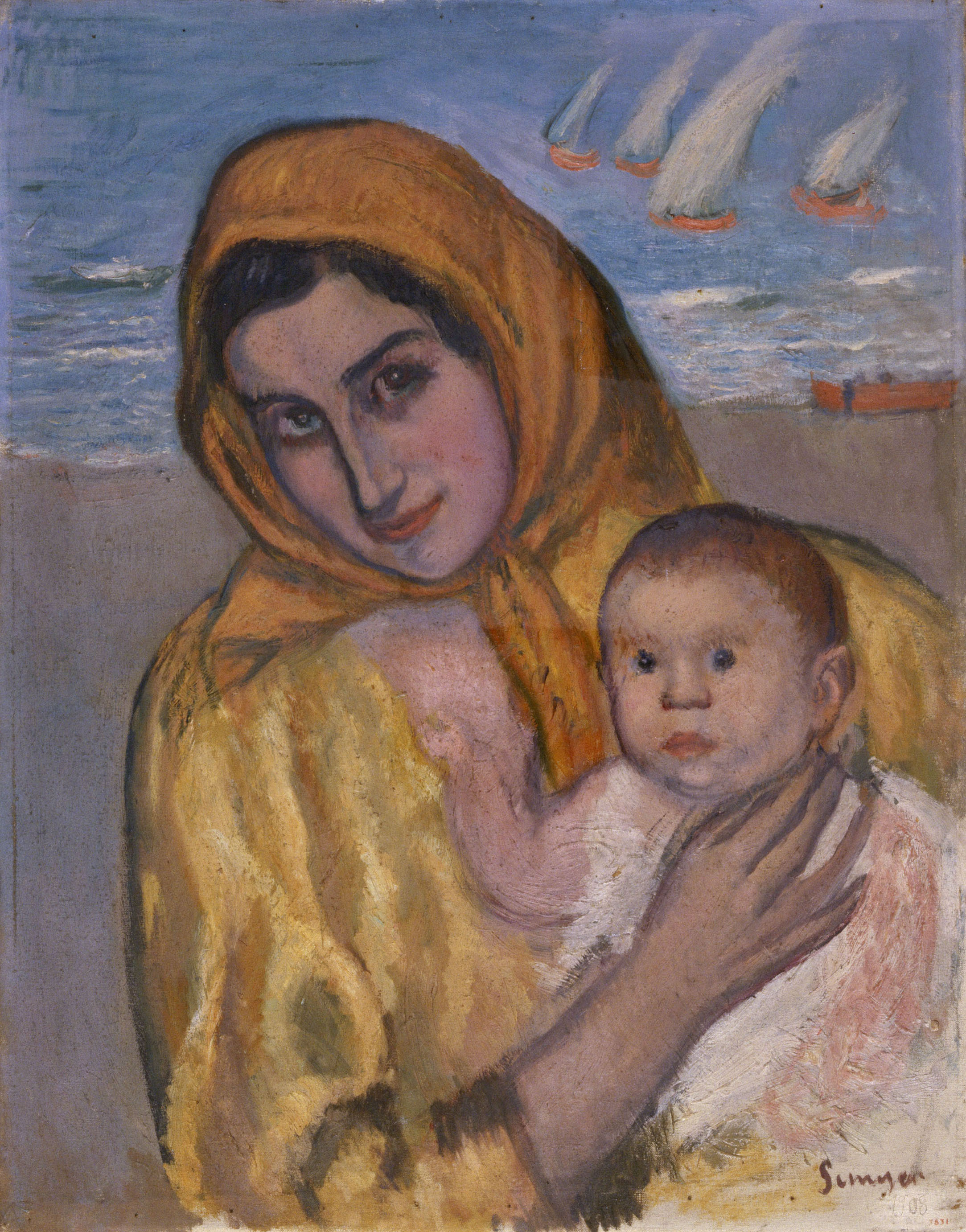 image for: Joaquim Sunyer - A la platja. Maternitat - 1908