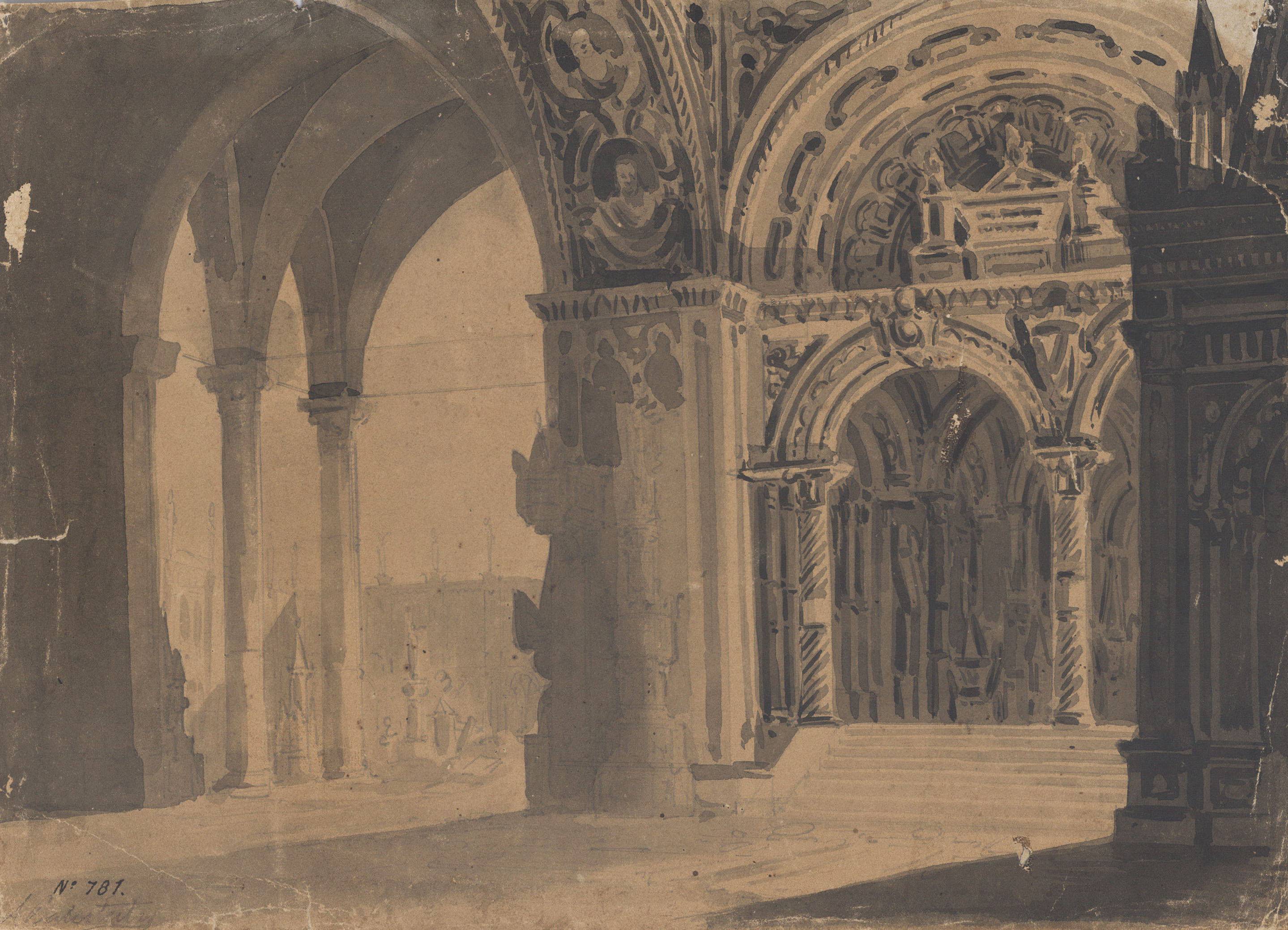 image for: Achille Battistuzzi - Pòrtics d'un temple (escenografia) - Cap a 1850-1860