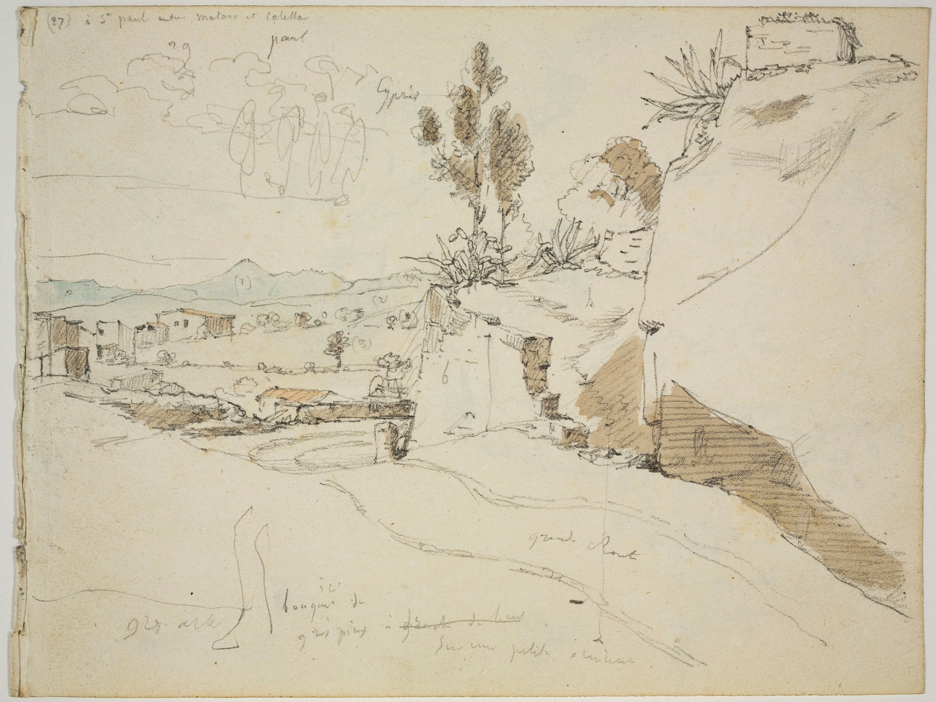 image for: Adolphe Hedwige Alphonse Delamare - Sant Pol de Mar (anvers) / Paisatge de Sant Pol de Mar amb l'ermita de sant Pau (revers) - Novembre de 1827