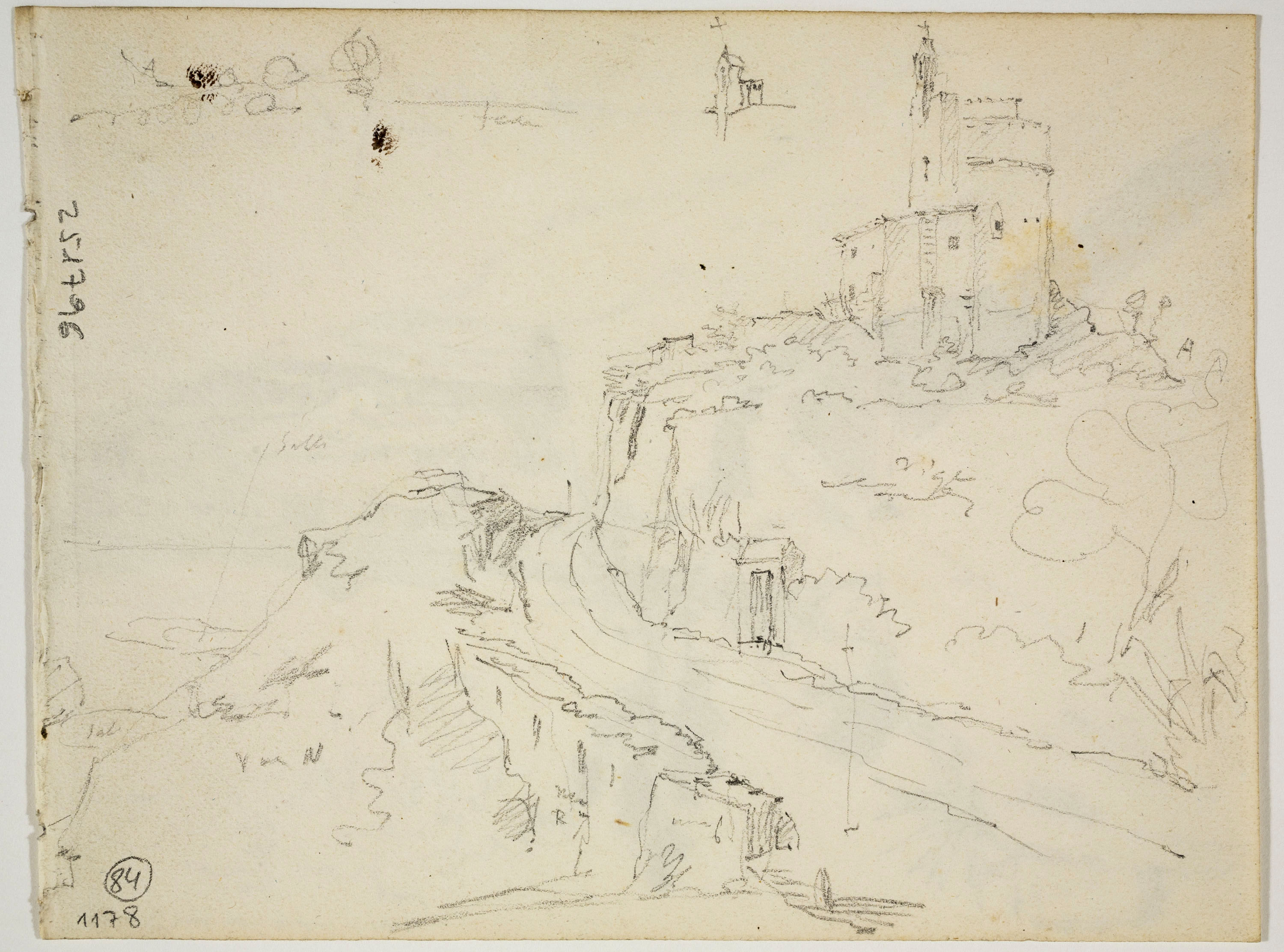 image for: Adolphe Hedwige Alphonse Delamare - Sant Pol de Mar (anvers) / Paisatge de Sant Pol de Mar amb l'ermita de sant Pau (revers) - Novembre de 1827 [1]