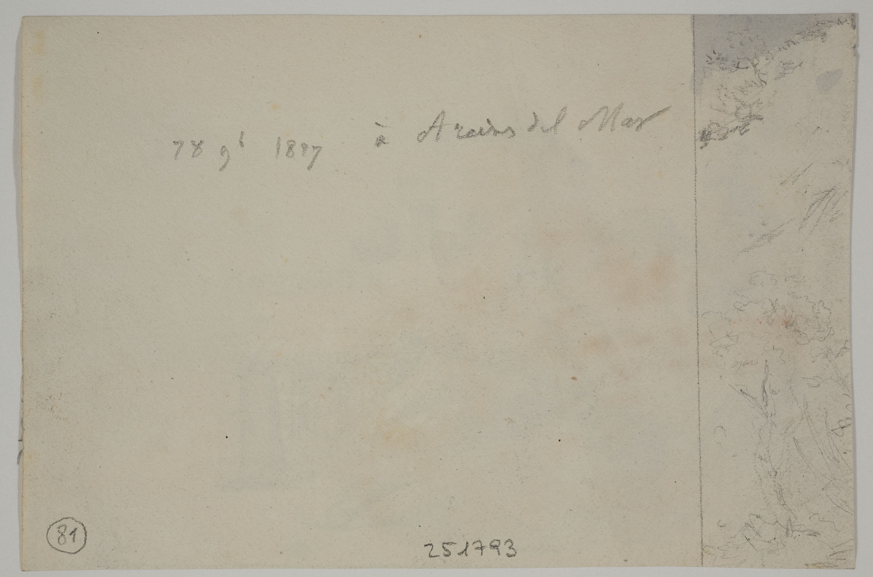 image for: Adolphe Hedwige Alphonse Delamare - Arenys de Mar (anvers) / Apunt de paisatge (revers) - 28 de novembre de 1827 [1]