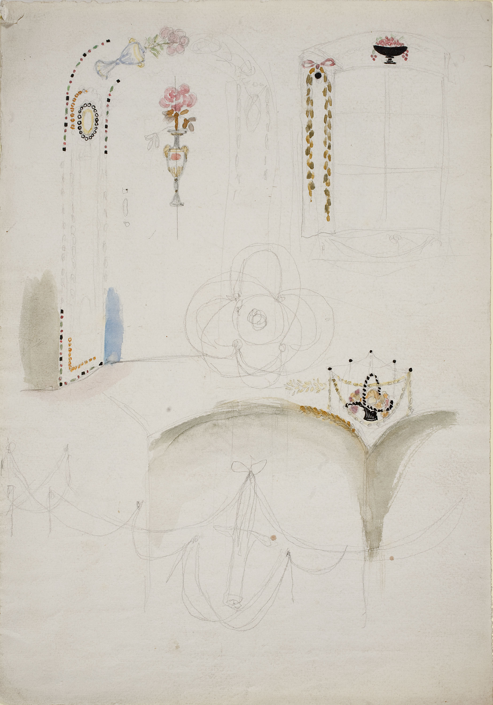 image for: Ismael Smith - Motius decoratius per a portes i finestres (anvers) / Gran gerro (revers) - Cap a 1908-1924