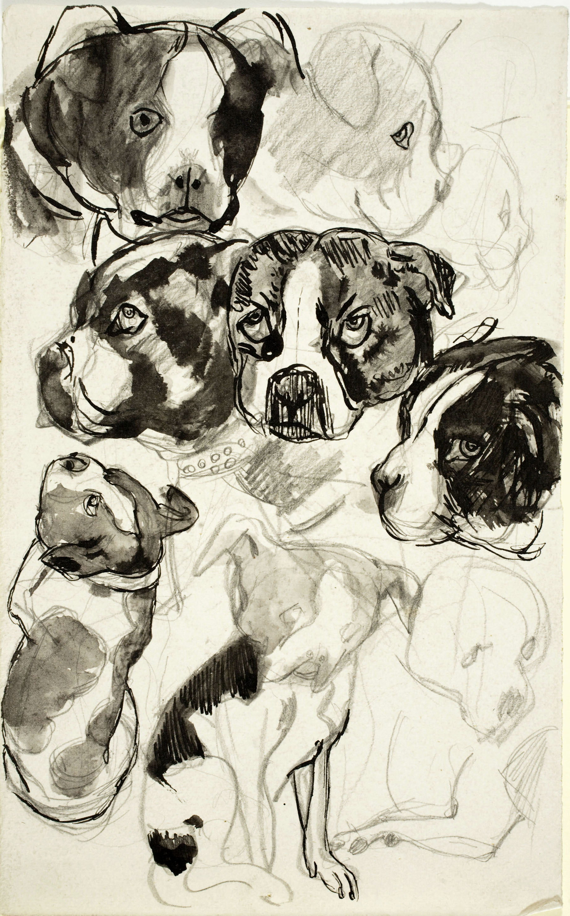 image for: Ismael Smith - Apunts de gossos (anvers) / Croquis de figures (revers) - Cap a 1905-1915