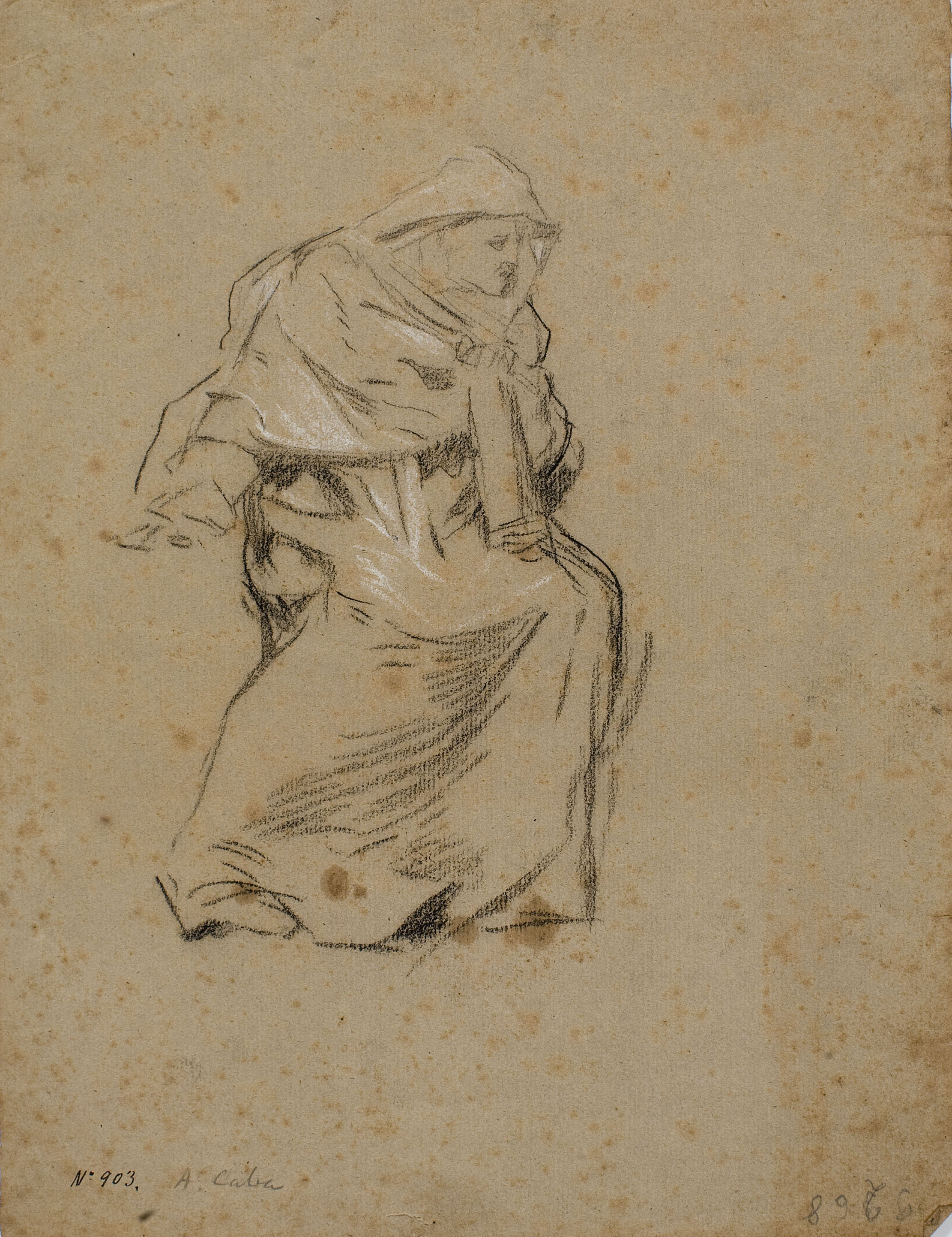 image for: Antoni Caba - Estudi de figura per a la pintura «Penediment de Judes» (anvers) / Estudi de figura per a la pintura «Penediment de Judes» (revers) - Cap a 1874