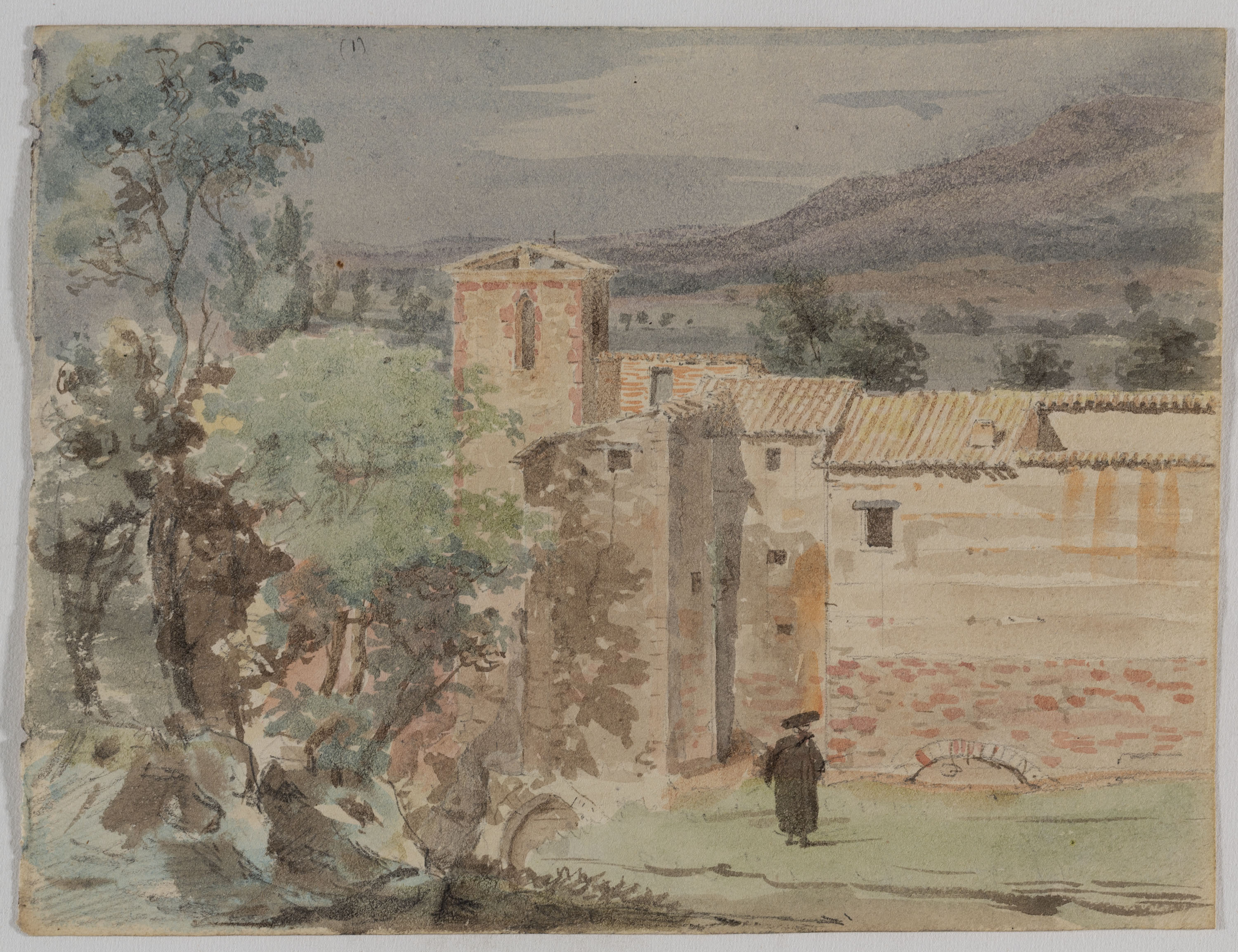 image for: Adolphe Hedwige Alphonse Delamare - Santuari de la Mare de Déu del Remei a Caldes de Montbui (anvers) / Apunts de paisatge (revers) - Juny de 1826