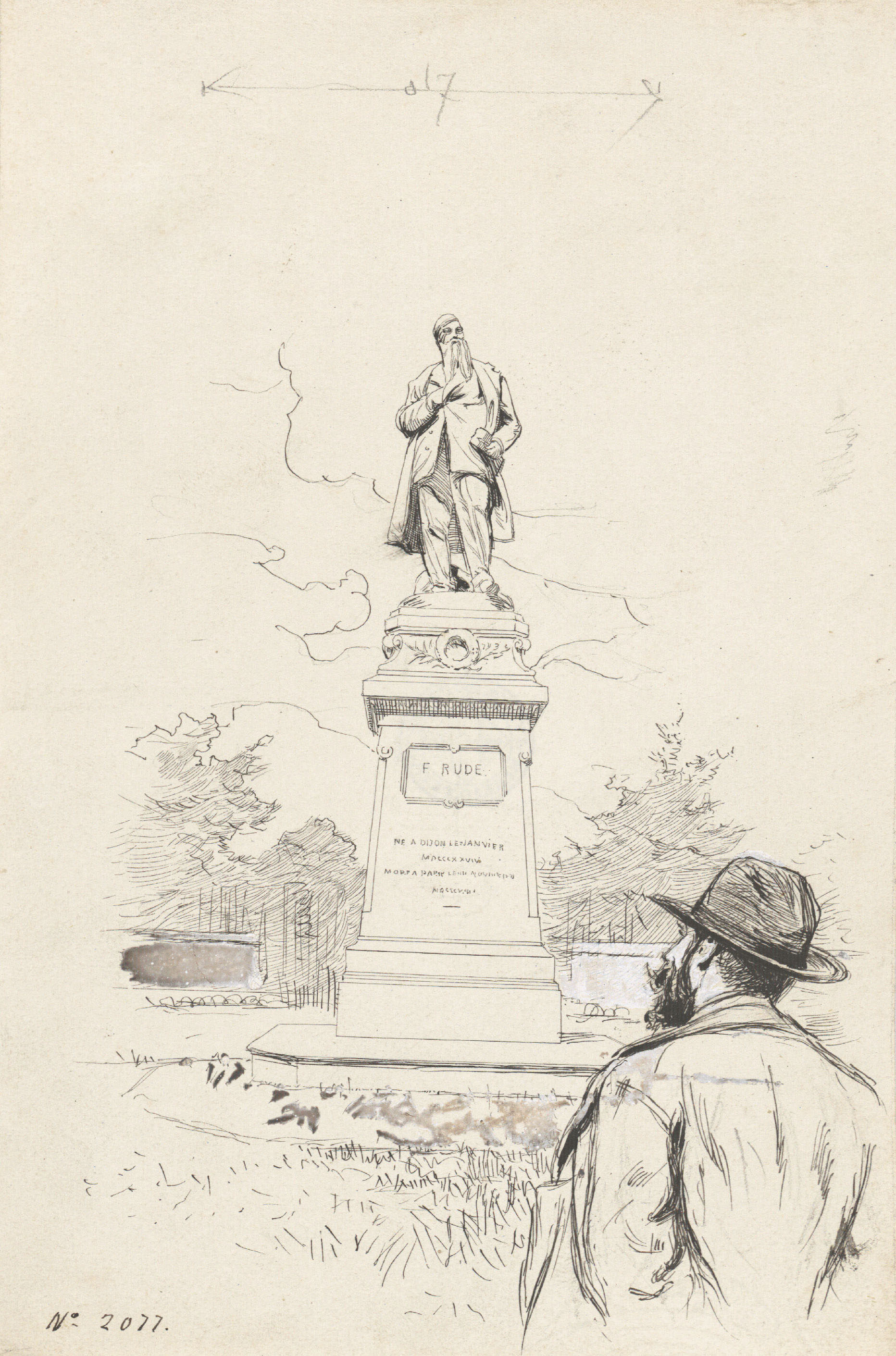 image for: Josep Lluís Pellicer - L'artista contemplant el monument a François Rude, a Dijon - Cap a 1889