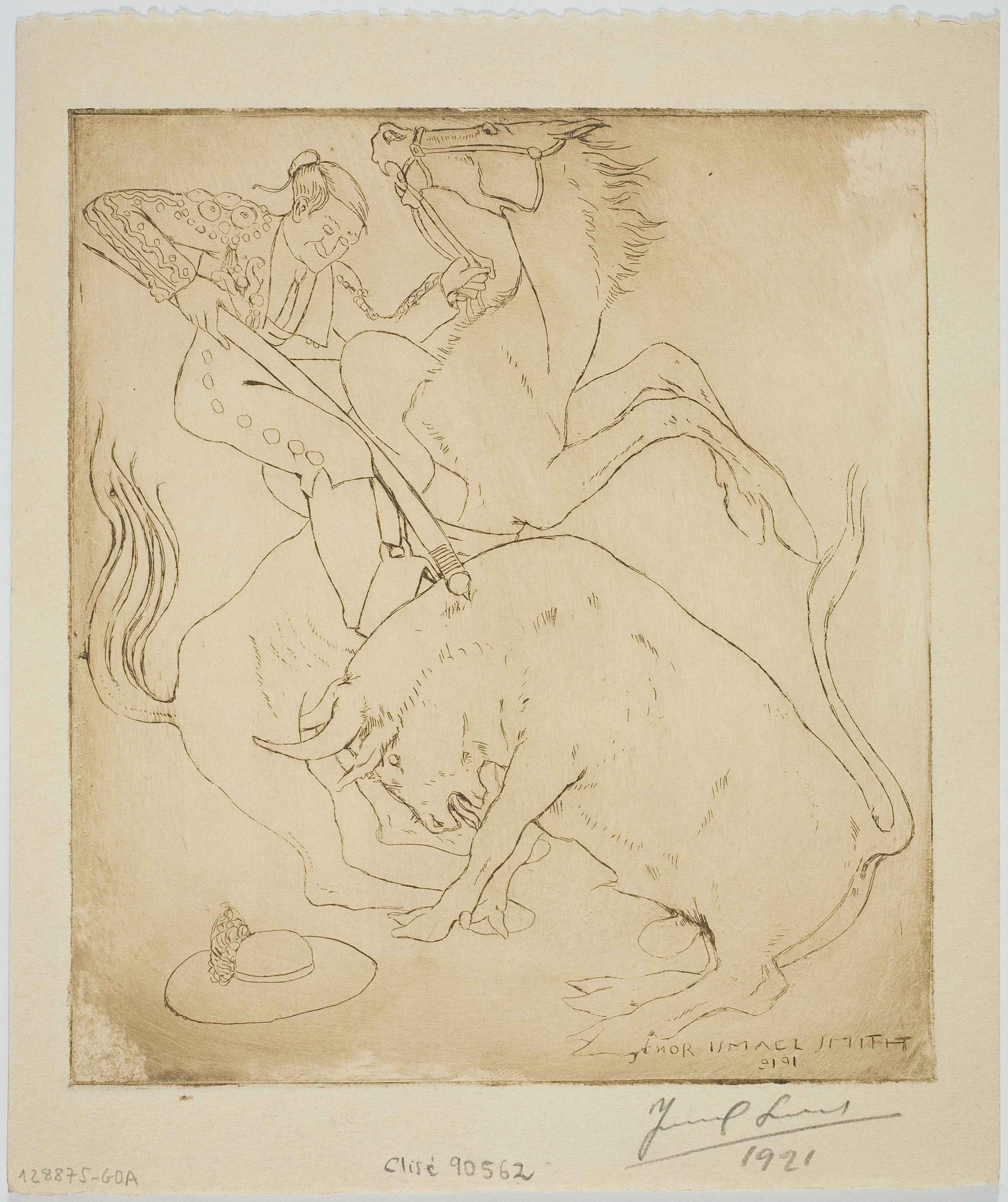 Ismael Smith - The first goad. Bull fight - 1919 image for: Ismael Smith - The first goad. Bull fight - 1919