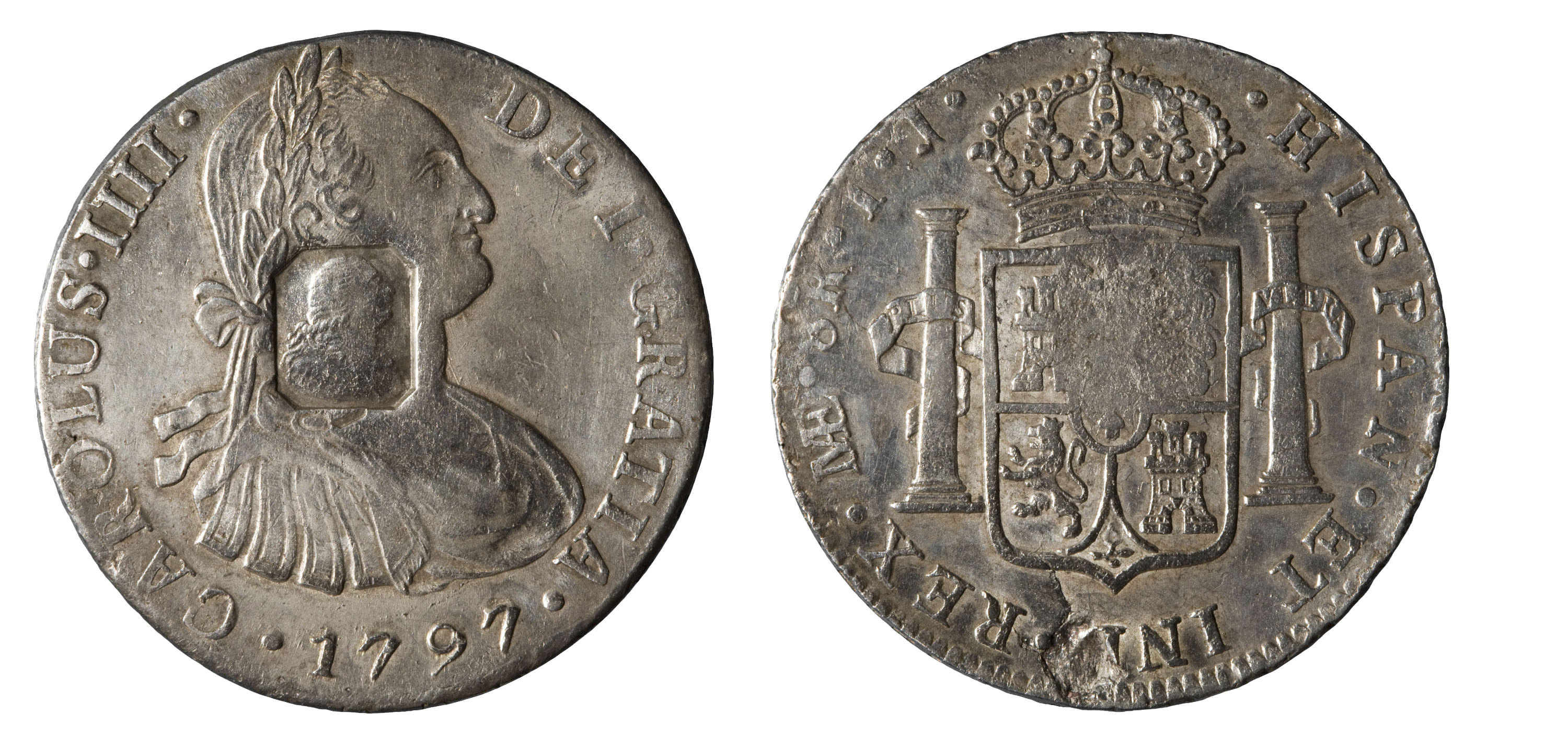 Carles IV d'Espanya - 8 rals amb contramarca d'Anglaterra - 1797 image for: Carles IV d'Espanya - 8 rals amb contramarca d'Anglaterra - 1797