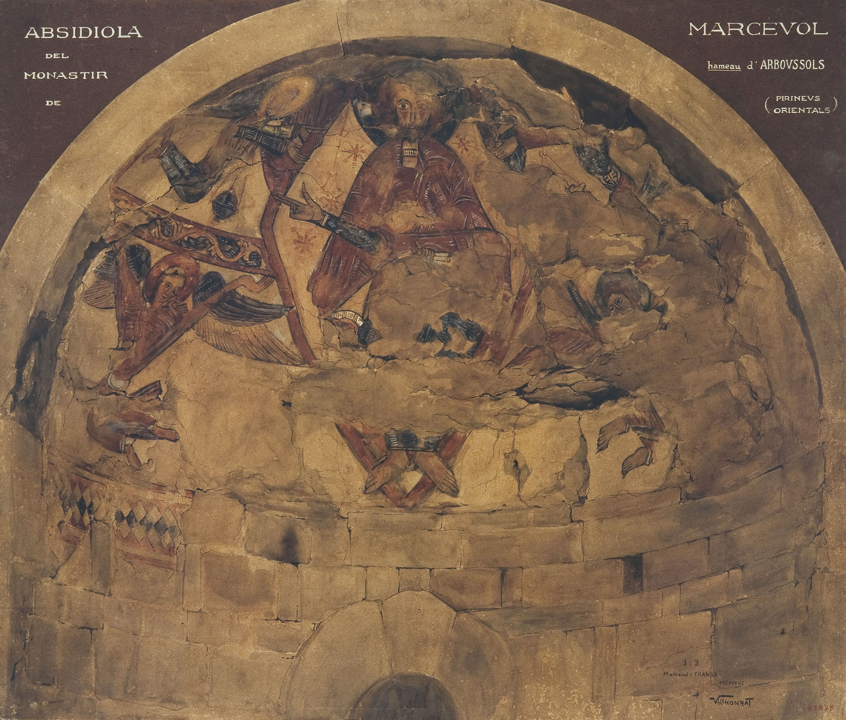 Joan Vallhonrat - Reproducció de les pintures de l'absis de Santa Maria de Marcèvol - 1916 image for: Joan Vallhonrat - Reproducció de les pintures de l'absis de Santa Maria de Marcèvol - 1916