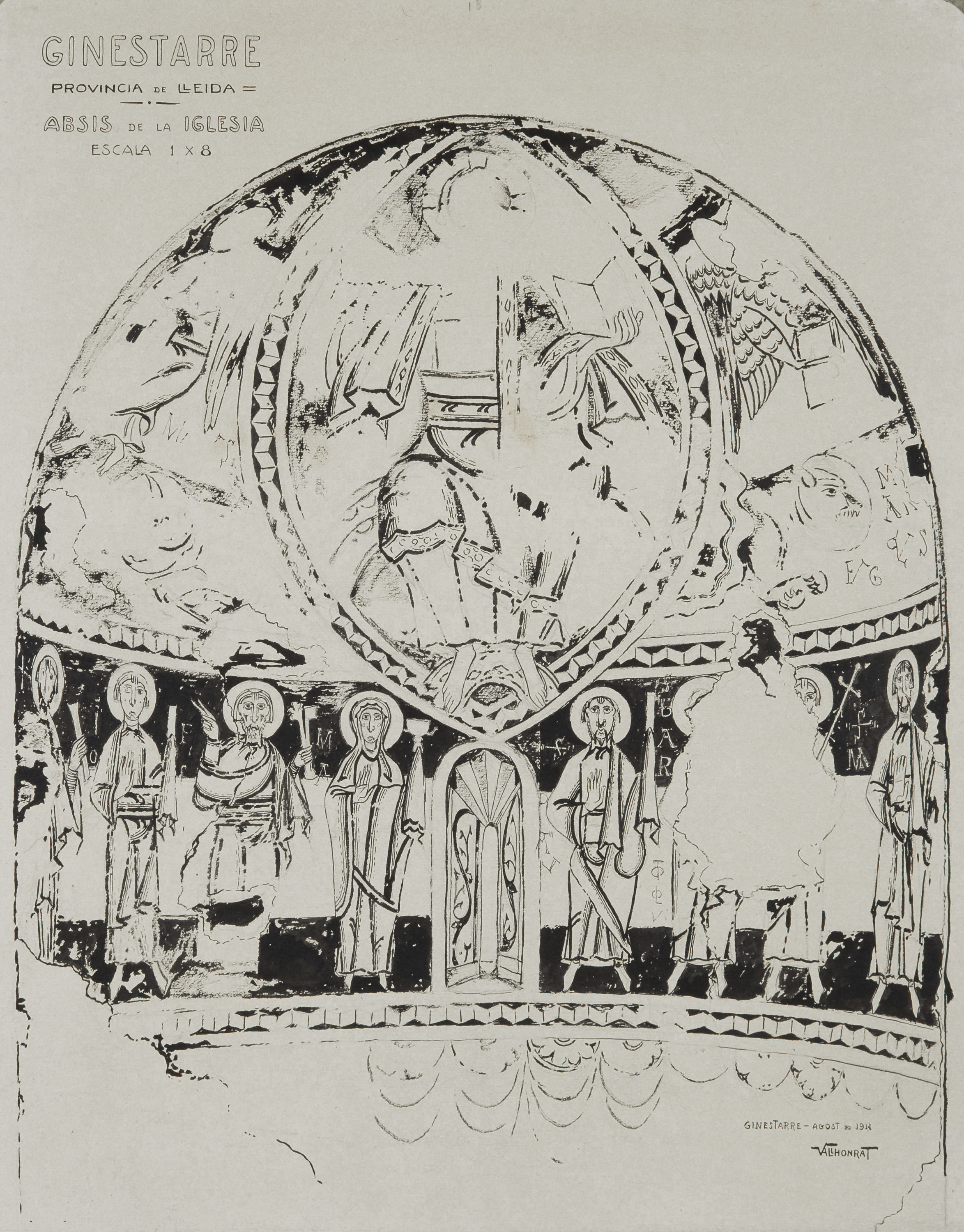 Joan Vallhonrat - Reproducció de les pintures de l'absis de Santa Maria de Ginestarre - 1911 image for: Joan Vallhonrat - Reproducció de les pintures de l'absis de Santa Maria de Ginestarre - 1911