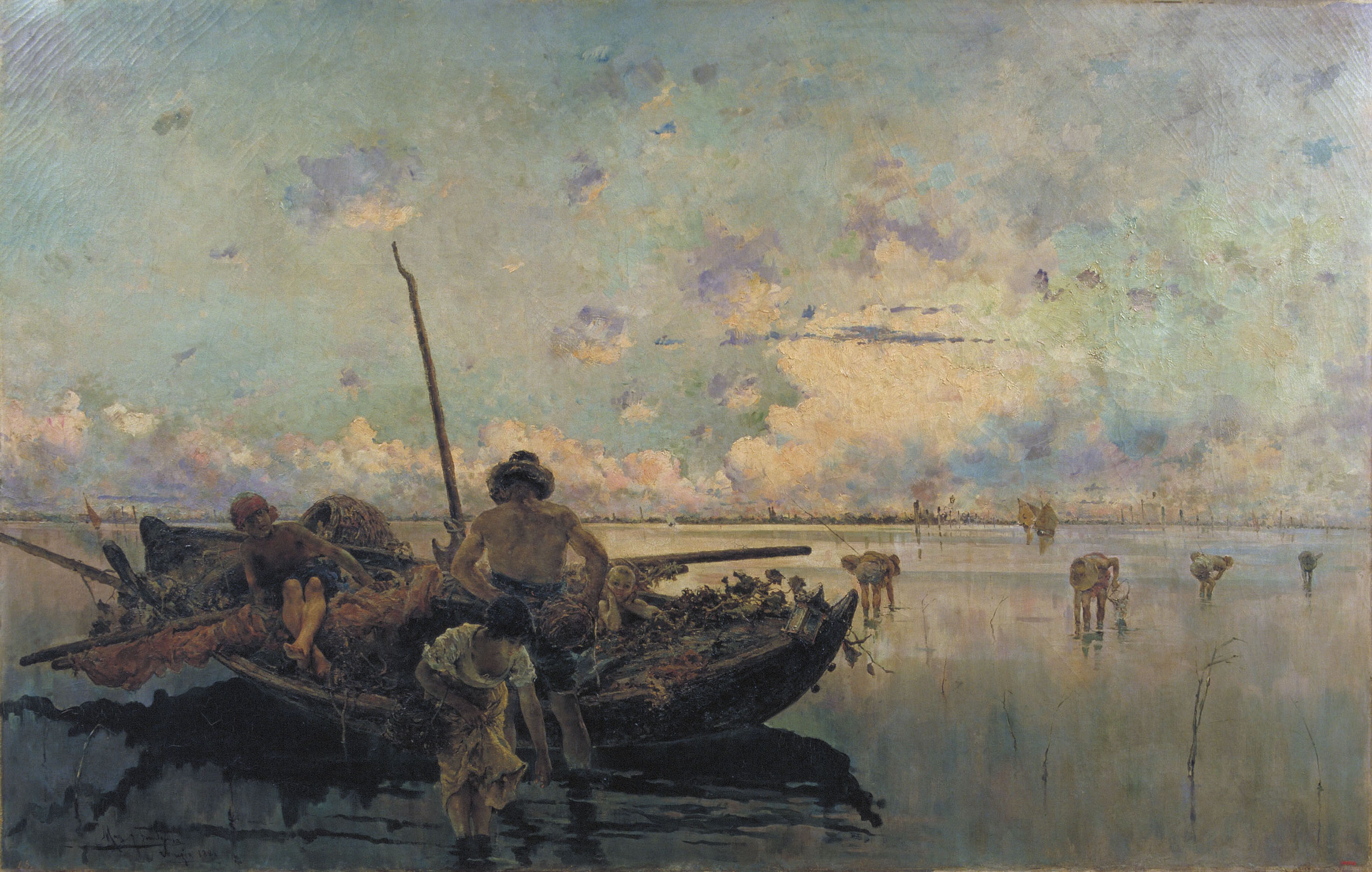 image for: Arcadi Mas i Fondevila - Pescadors de cloïsses a la Llacuna de Venècia - Venècia, 1880