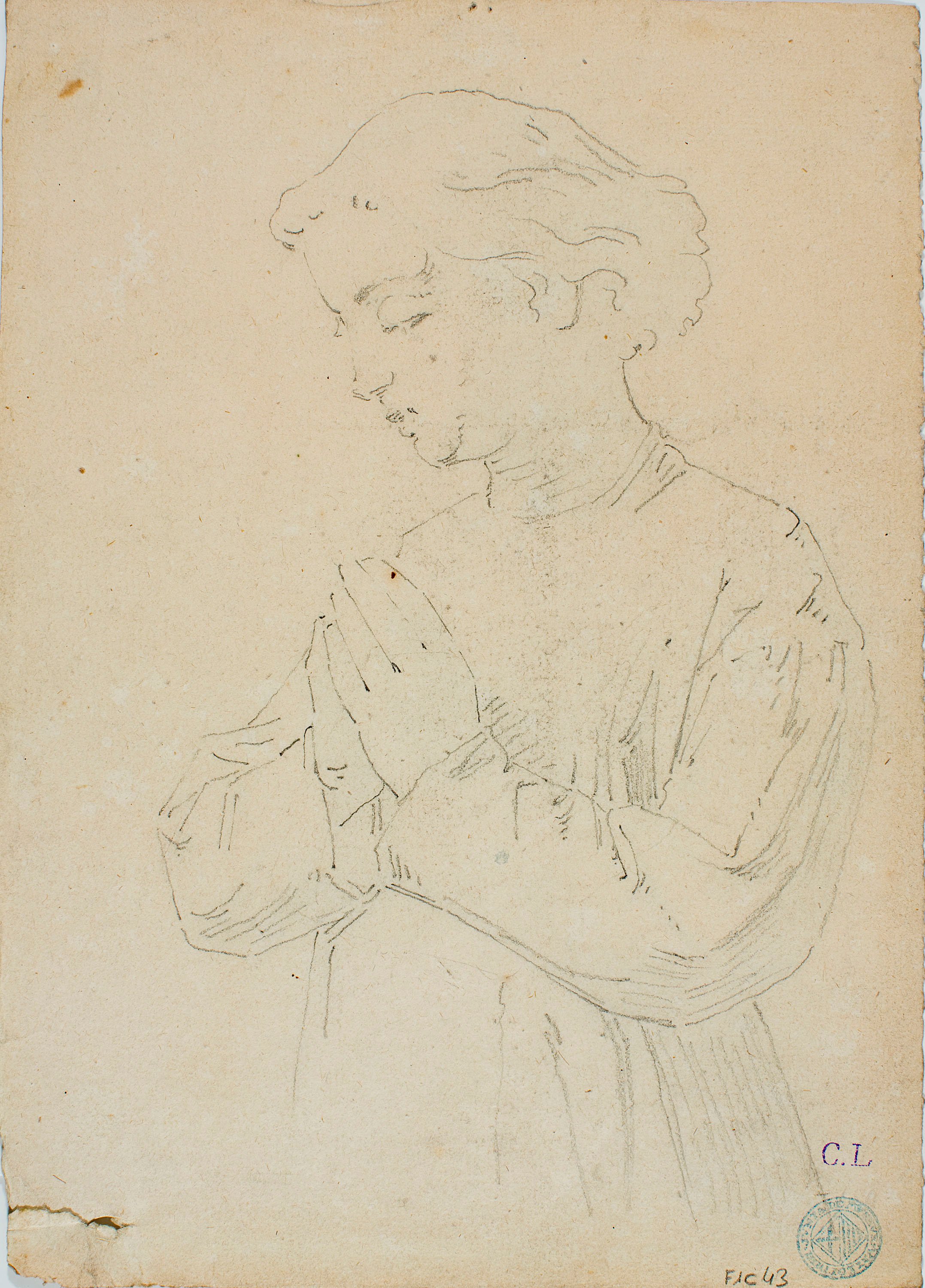 image for: Claudi Lorenzale - Un nen pregant (anvers) / Un nen pregant (revers) - Cap a 1850-1870 [1]