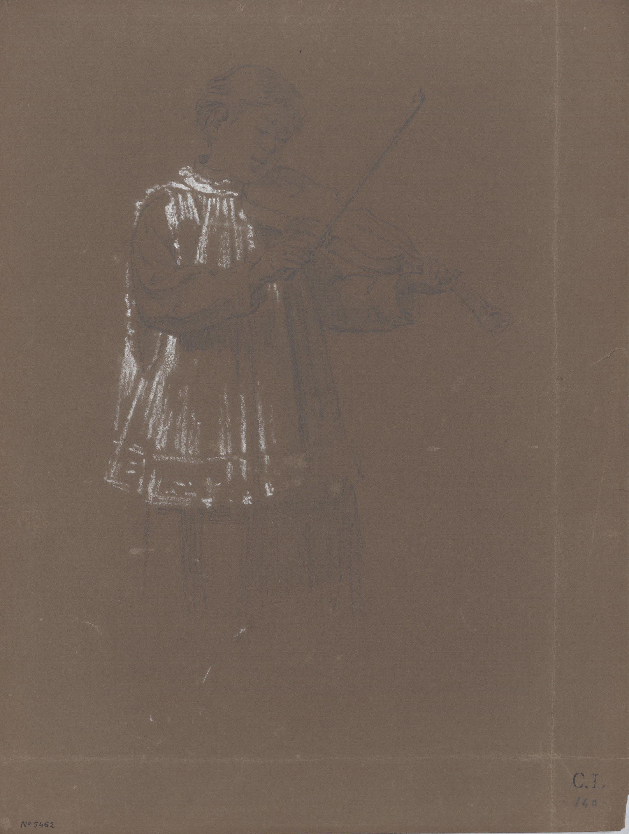 Claudi Lorenzale - Un escolà tocant el violí - Cap a 1850-1870 image for: Claudi Lorenzale - Un escolà tocant el violí - Cap a 1850-1870