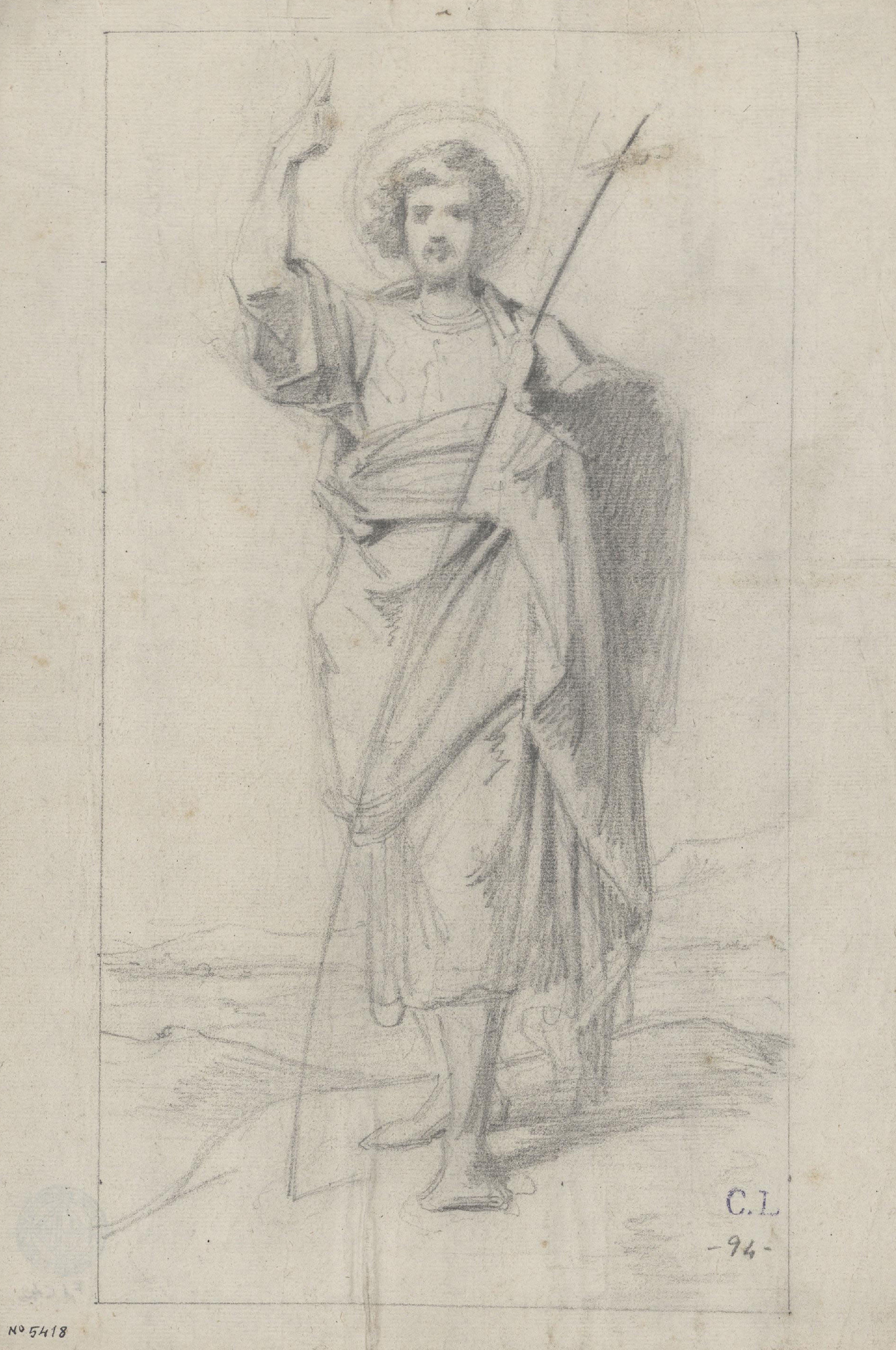 Claudi Lorenzale - Sant Joan Baptista - Cap a 1850-1870 image for: Claudi Lorenzale - Sant Joan Baptista - Cap a 1850-1870