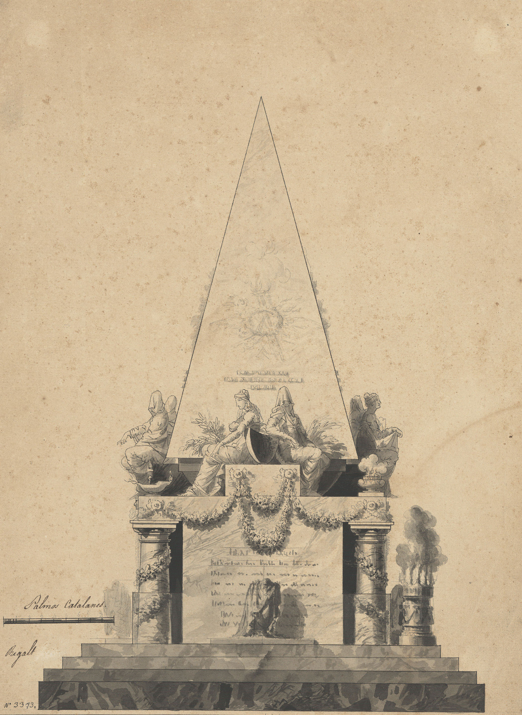 Pau Rigalt - Túmul funerari (Maria Josefa Amàlia de Saxònia ?) - Cap a 1829 image for: Pau Rigalt - Túmul funerari (Maria Josefa Amàlia de Saxònia ?) - Cap a 1829
