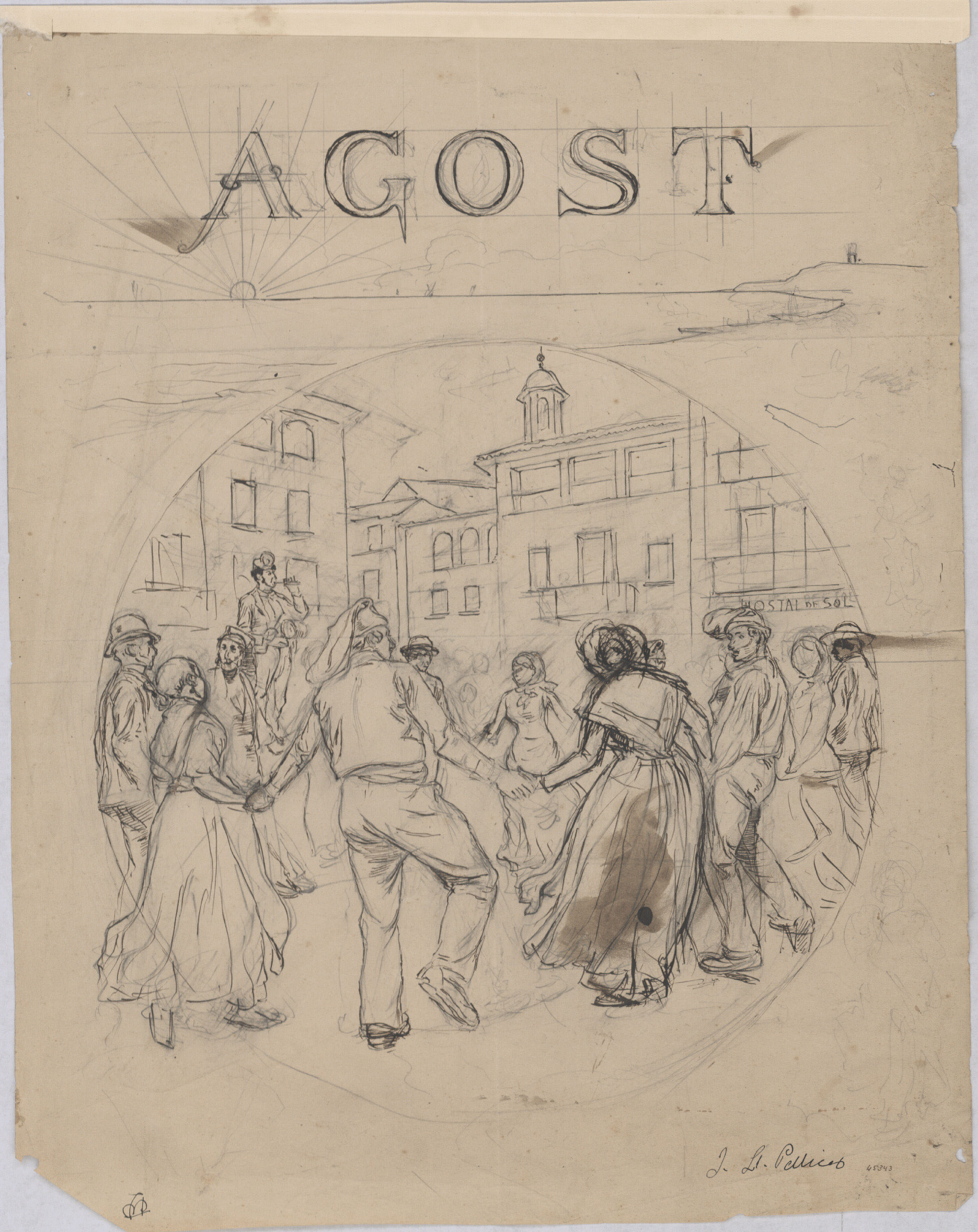 Josep Lluís Pellicer - Al·legoria del mes d'agost - 1882 image for: Josep Lluís Pellicer - Al·legoria del mes d'agost - 1882