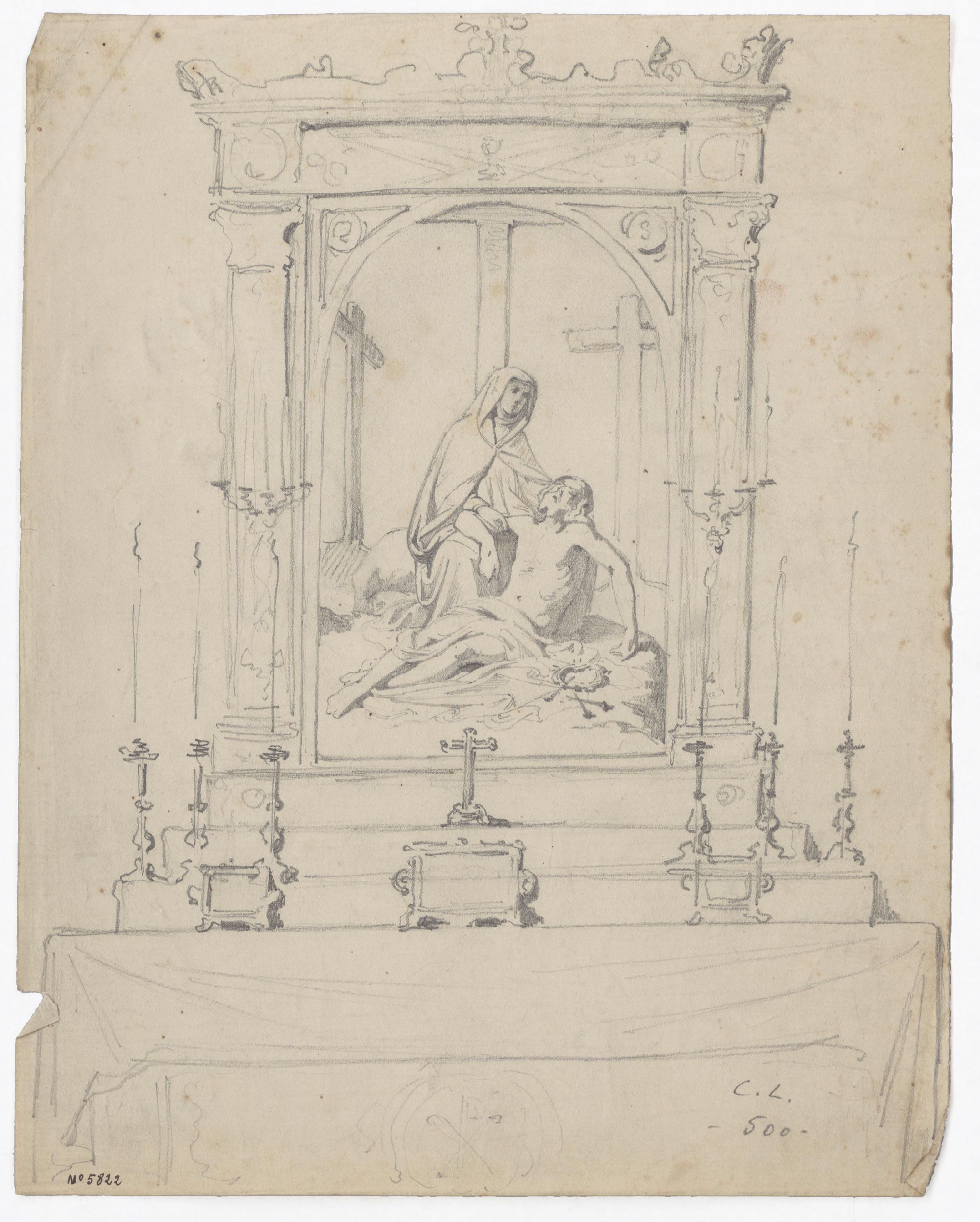 image for: Claudi Lorenzale - Estudi de la Pietat per al retaule de la Torre del Veguer - Cap a 1877